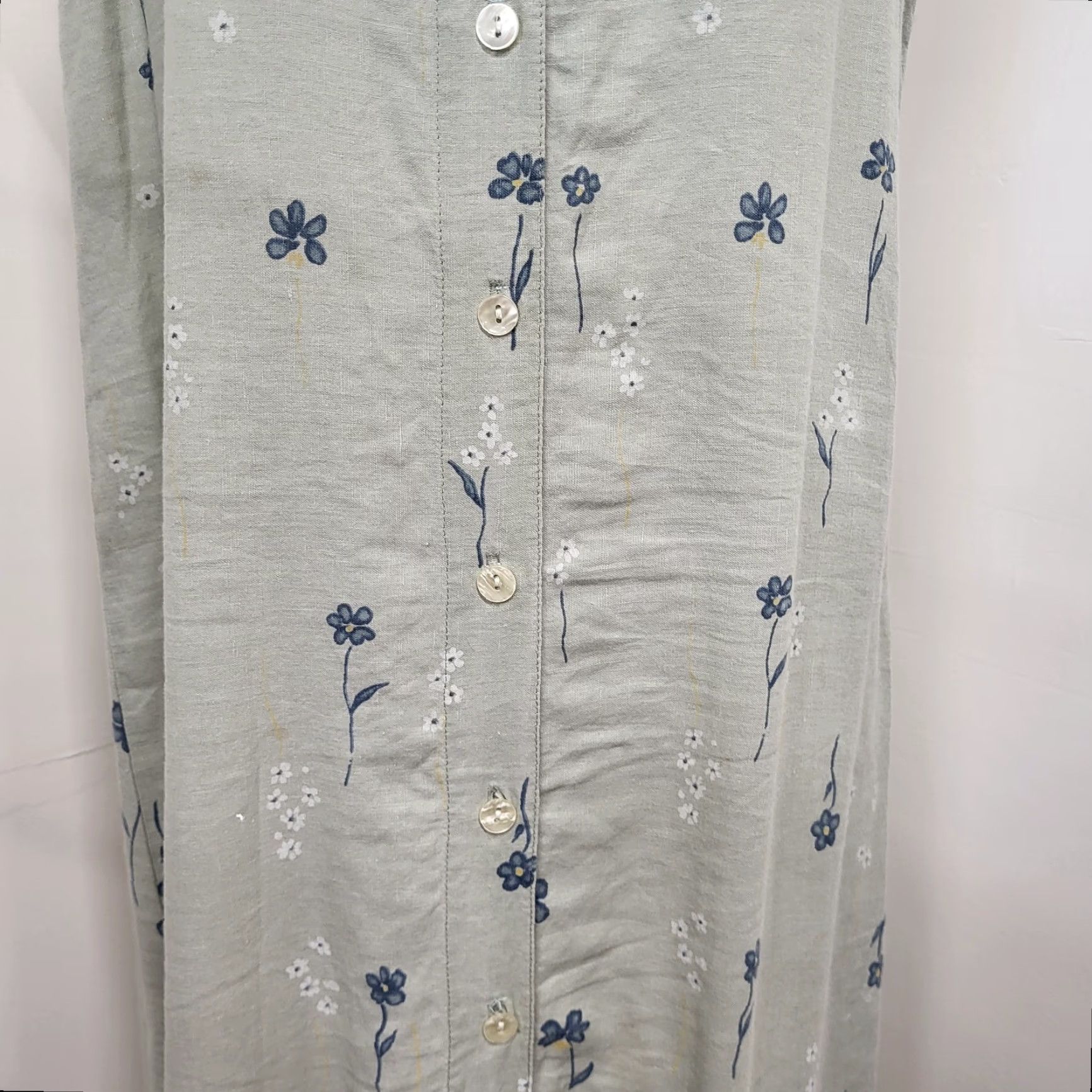 Vintage VINTAGE Lemon Grass Sleeveless Sun Dress Women's Sz Medium Pale Green Floral Linen Blend Size M / US 6-8 / IT 42-44 - 5 Thumbnail