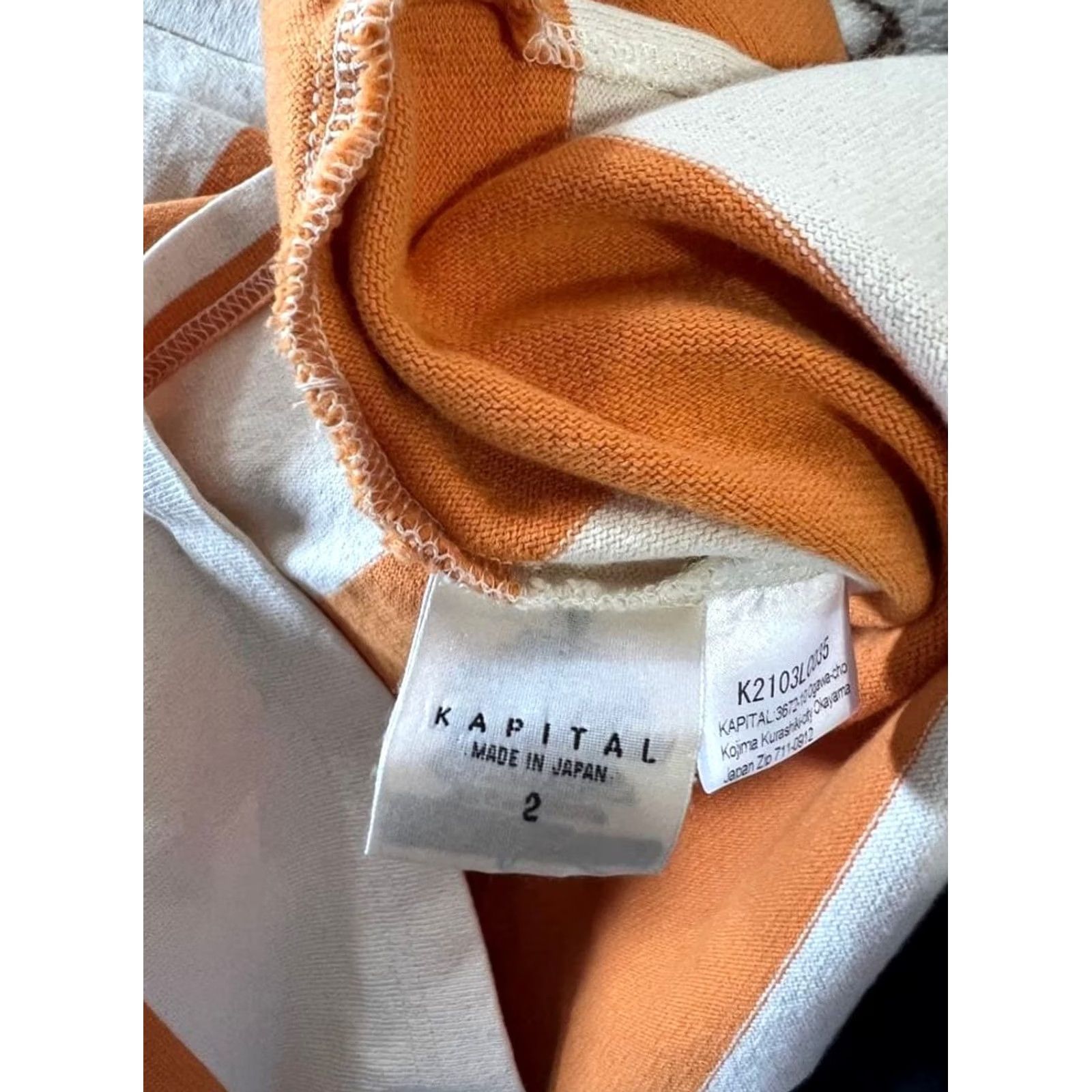 Kapital KAPITAL rugby shirt striped size 2 orange and white USED mens Size US XS / EU 42 / 0 - 2 Thumbnail