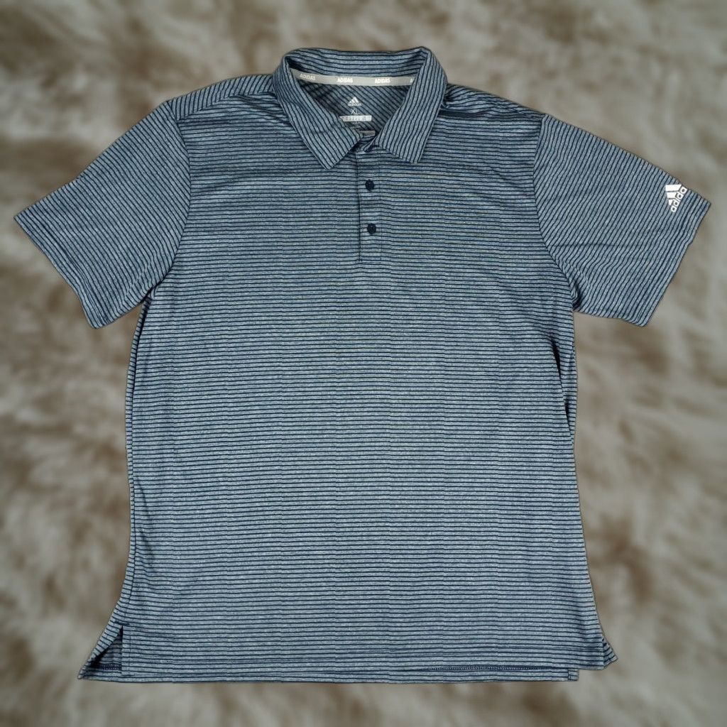 Adidas Adidas Polo Shirt Mens XL Blue Striped Casual Golf Short Sleeve Polo Size US XL / EU 56 / 4 - 1 Thumbnail