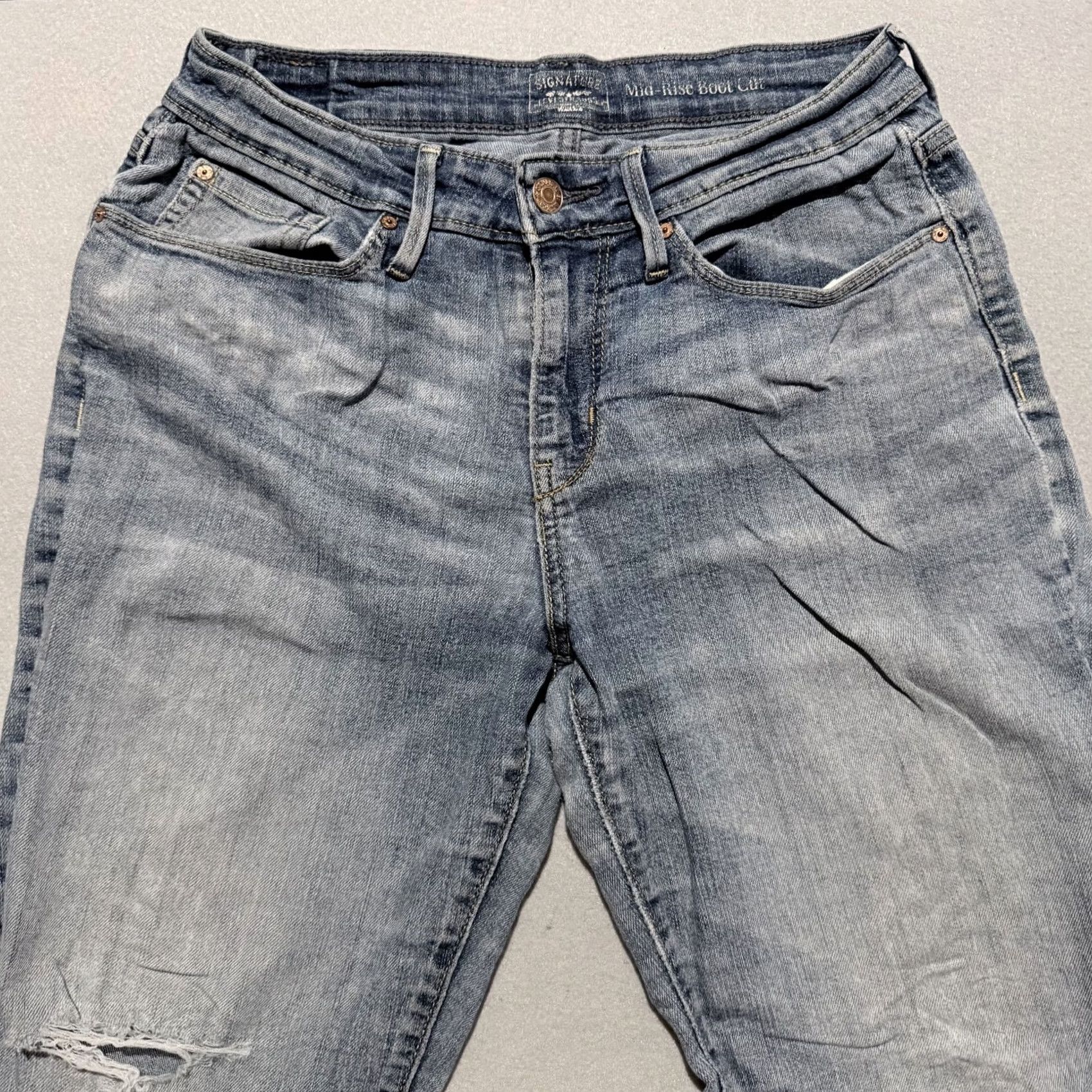 Levi's Levi's Signature by Levi Strauss Jeans Women Blue Distressed Mid-Rise Bootcut 6 Jeans Size 28" / US 6 / IT 42 - 3 Thumbnail