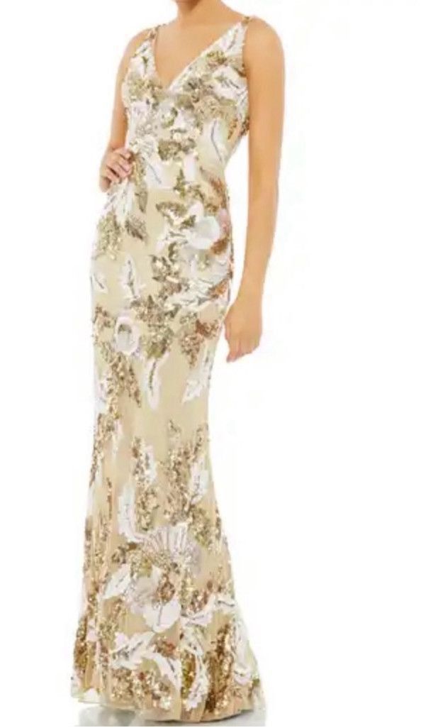 Mac Duggal Women's Mac Duggal Gold & White Sequin Dress Size 14 Size XL / US 12-14 / IT 48-50 - 2 Thumbnail