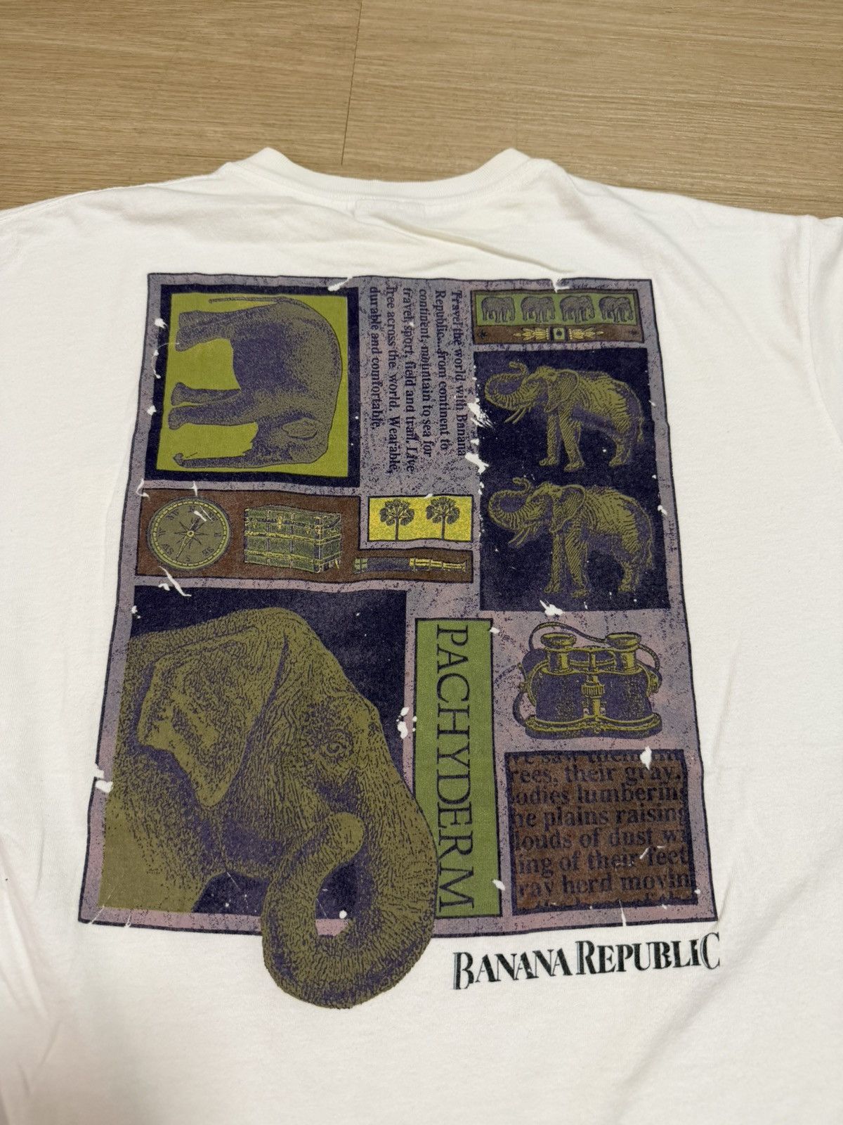Banana Republic Vtg 90' BANANA REPUBLIC OCEANICA Maps Iguana Tee