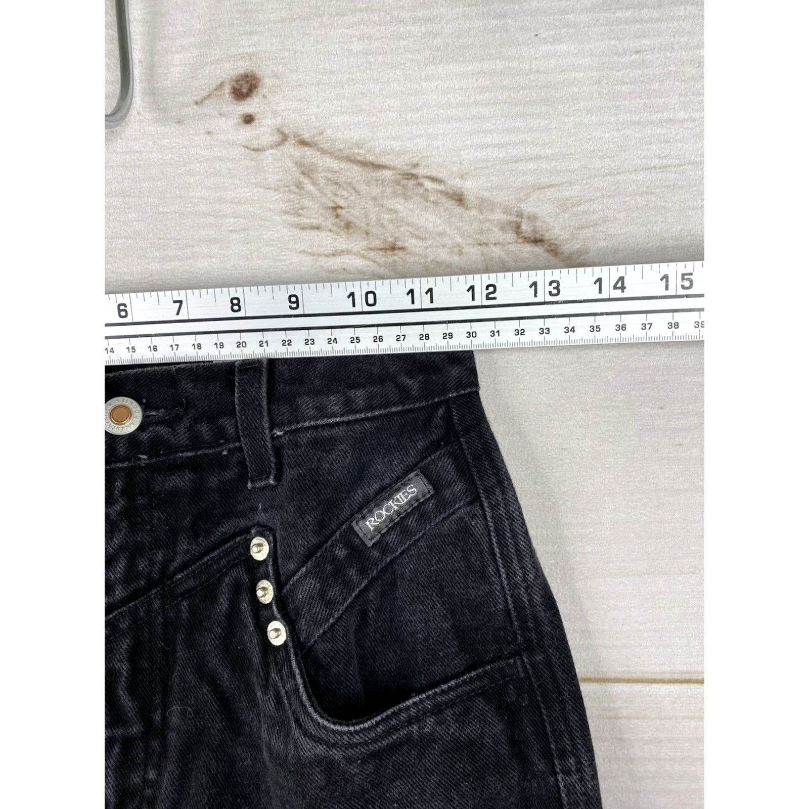 Vintage Vtg Rockies Jeans Womens 26/3 Black Rivets Bareback Riding High Rise Cowgirl 90s Size 26" / US 2 / IT 38 - 3 Thumbnail