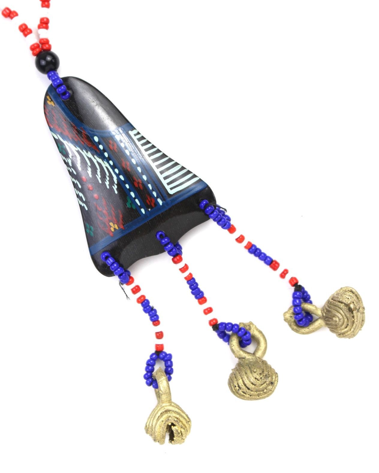 Vintage 1990S AFRICAN CEREMONIAL BEAD & BRASS CHARM NECKLACE Size ONE SIZE - 4 Thumbnail