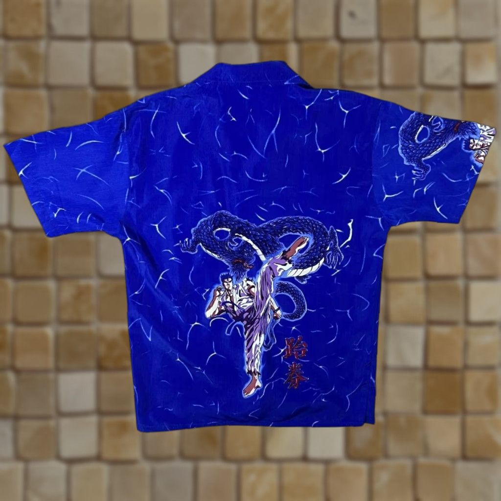 Vintage Guo Lhi Ting Early 00's Goth Y2K Anime Dragon Blue Shirt S Mens 12 Regular 65% polyester 35% cotton Size US S / EU 44-46 / 1 - 1 Thumbnail