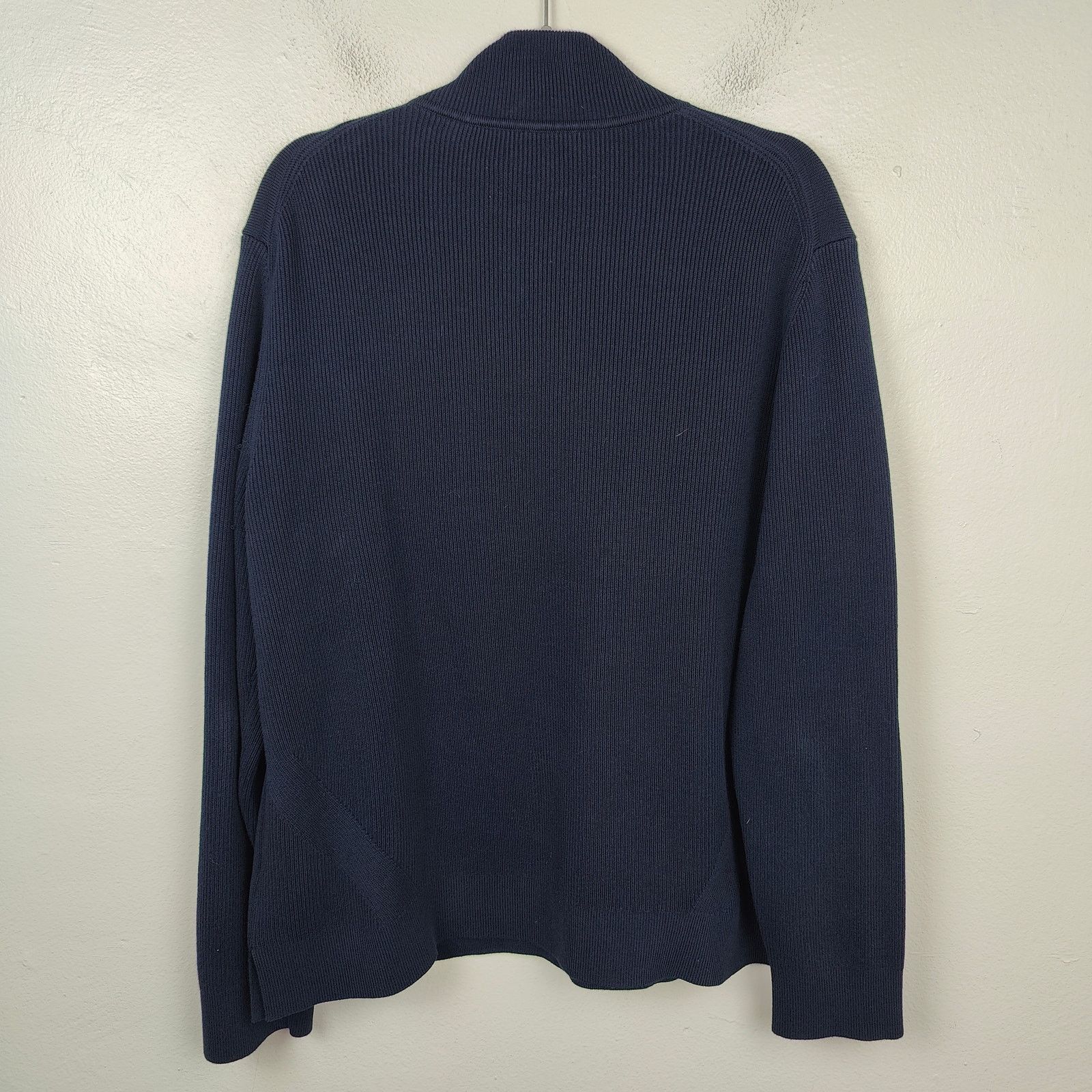 Theory Theory Walton 1/4 Zip Sweater Mens XL Navy Blue Cotton Size US XL / EU 56 / 4 - 4 Thumbnail