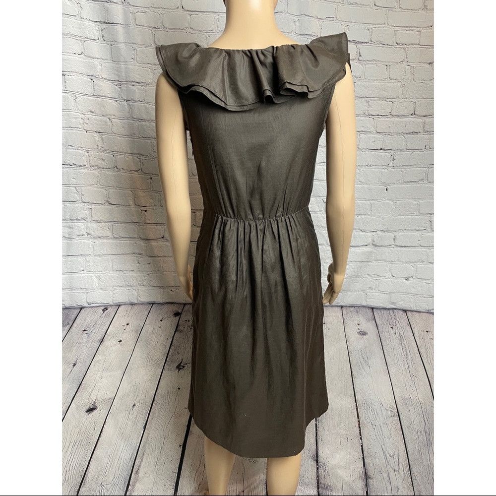J.Crew New J. Crew Ruffled Edelyn Lawn Brown Dress Size 2 Size XS / US 0-2 / IT 36-38 - 4 Thumbnail