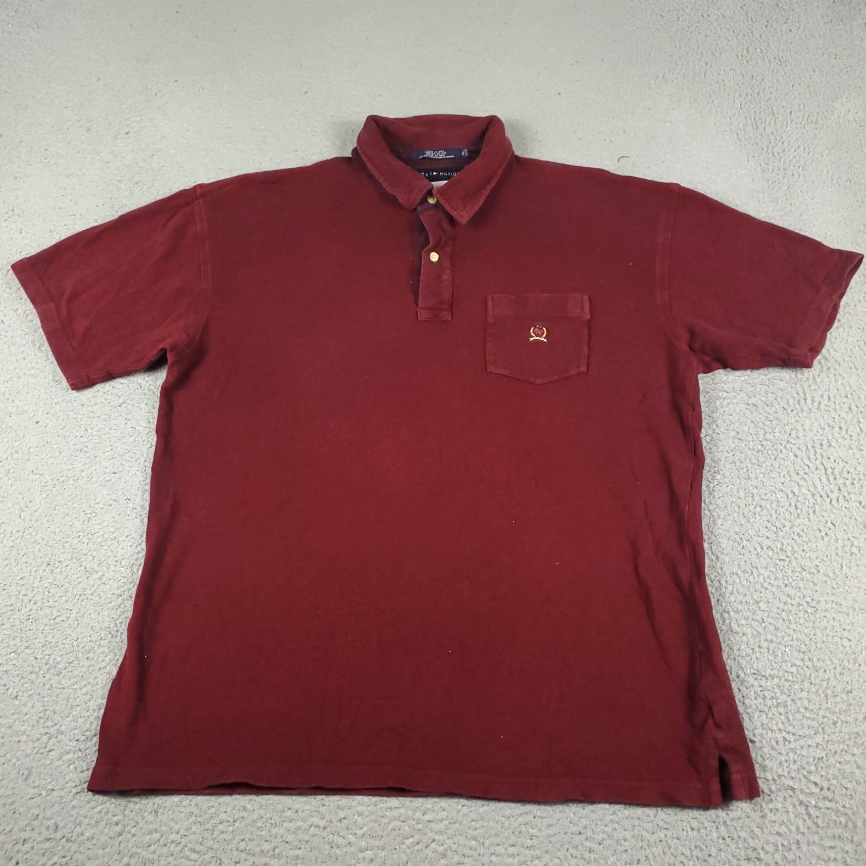 Tommy Hilfiger VINTAGE Tommy Hilfiger Polo Shirt Mens XL Red Solid Polo Shirt XL Red American Classic Preppy Sports Mens Size US XL / EU 56 / 4 - 3 Thumbnail