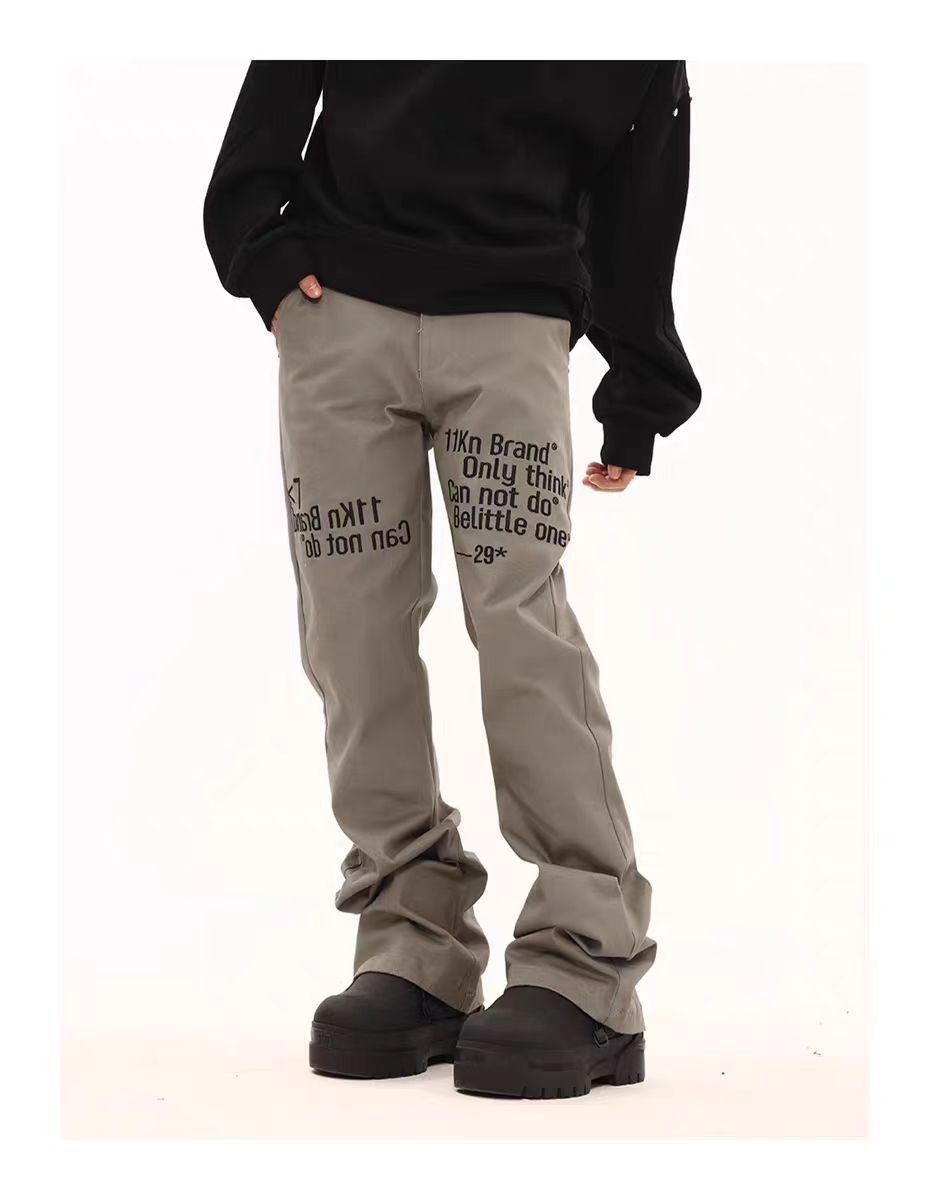 Japanese Brand × Vintage Vintage street slogan embroidered micro flare casual pants Size US 30 / EU 46 - 5 Thumbnail