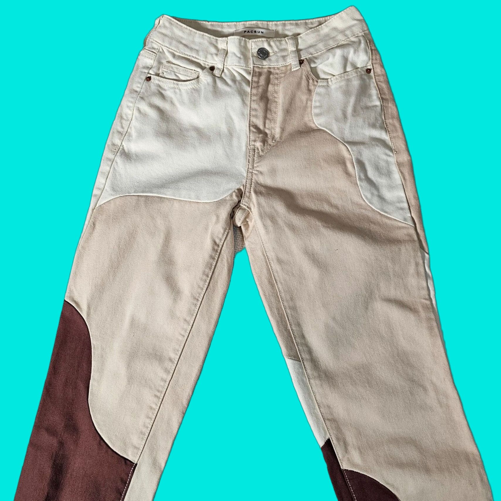 Pacsun Pacsun Mom Jeans 22 Brown Color Block High Rise 90s Style Relaxed Fit Denim Size 40" / US 18 - 1 Thumbnail