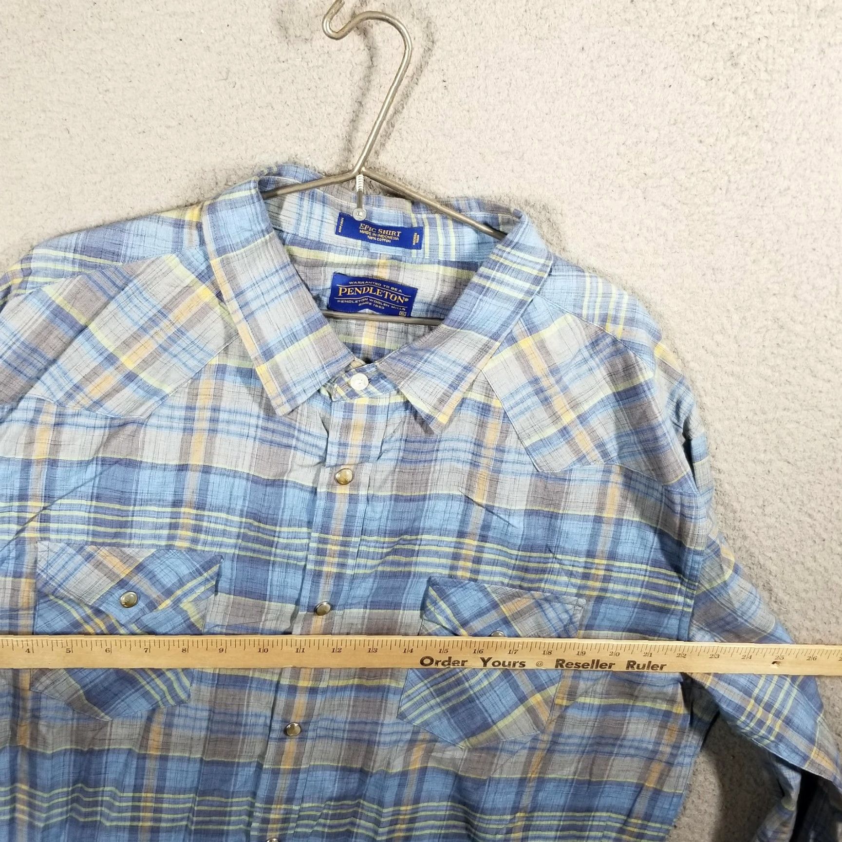 Pendleton VINTAGE Pendleton Western Shirt Men XL Blue Plaid Casual Button-Up Long Sleeve Cotton Size US XL / EU 56 / 4 - 6 Thumbnail