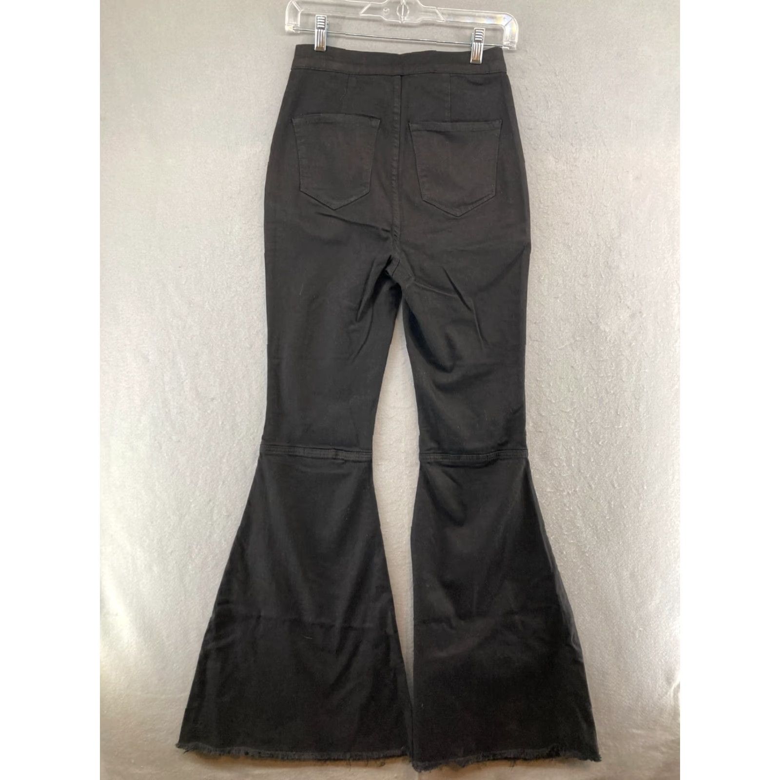 Vintage Hammer Jeans Jeans Bellbottoms Womens 5 Black - High Rise Flared Hippie Style - Denim Cotton Blend 33" Inseam - Juniors Size 5 Womens Size 27" / US 4 / IT 40 - 7 Thumbnail