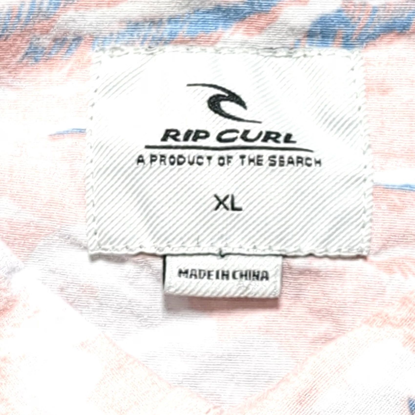 Rip Curl Rip Curl Mens XL Peach Pink Tropical Palm Tree Sailboat Print Hawaiian Shirt Size US XL / EU 56 / 4 - 3 Thumbnail