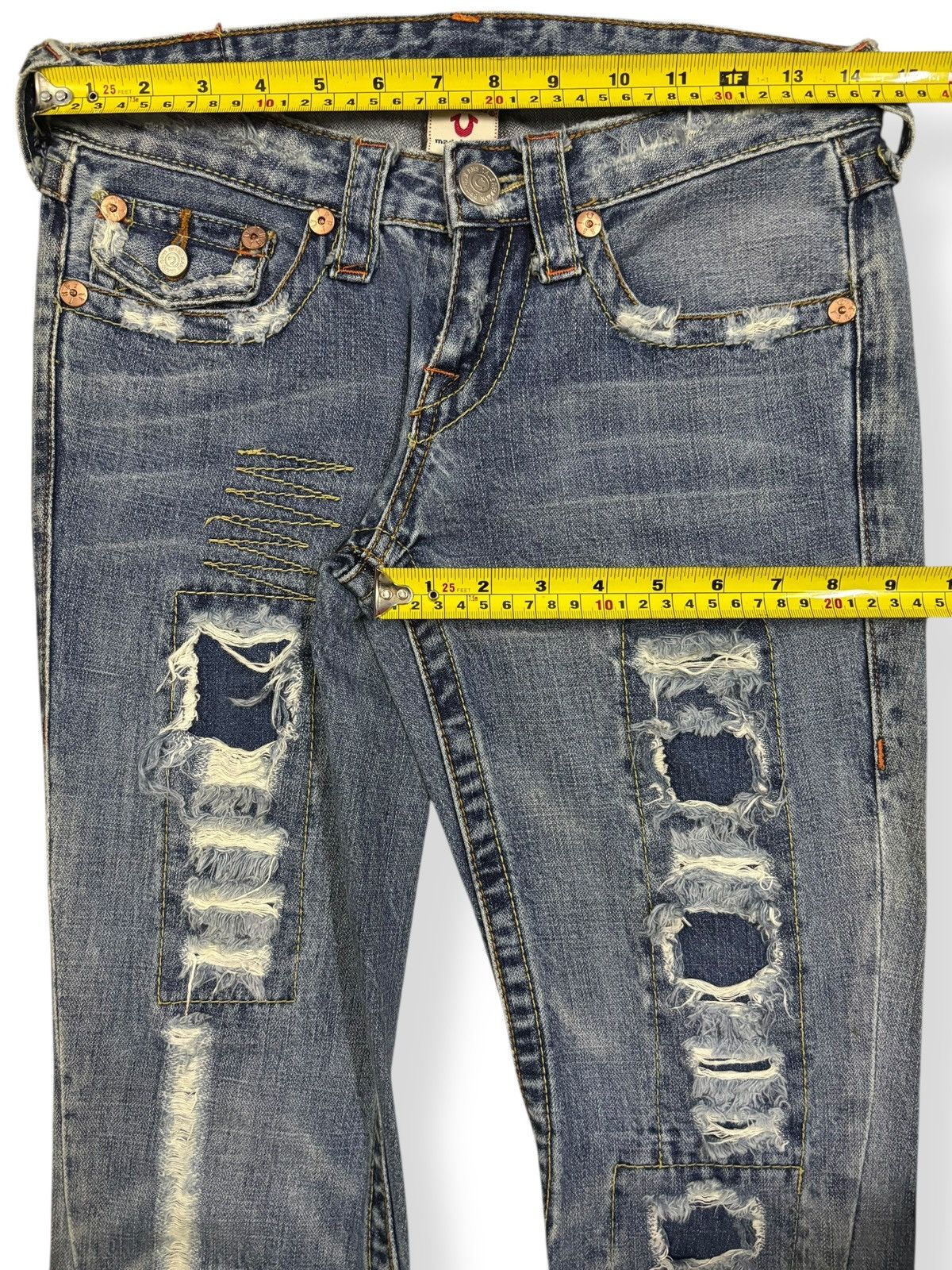 True Religion Vintage True Religion Joey Patchwork Distressed Flare Jeans Size US 28 / EU 44 - 14 Thumbnail