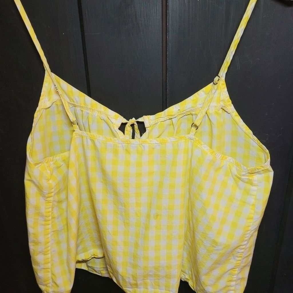 J.Crew J Crew, camisole top, yellow/white checks, medium, EUC Size L / US 10 / IT 46 - 5 Thumbnail