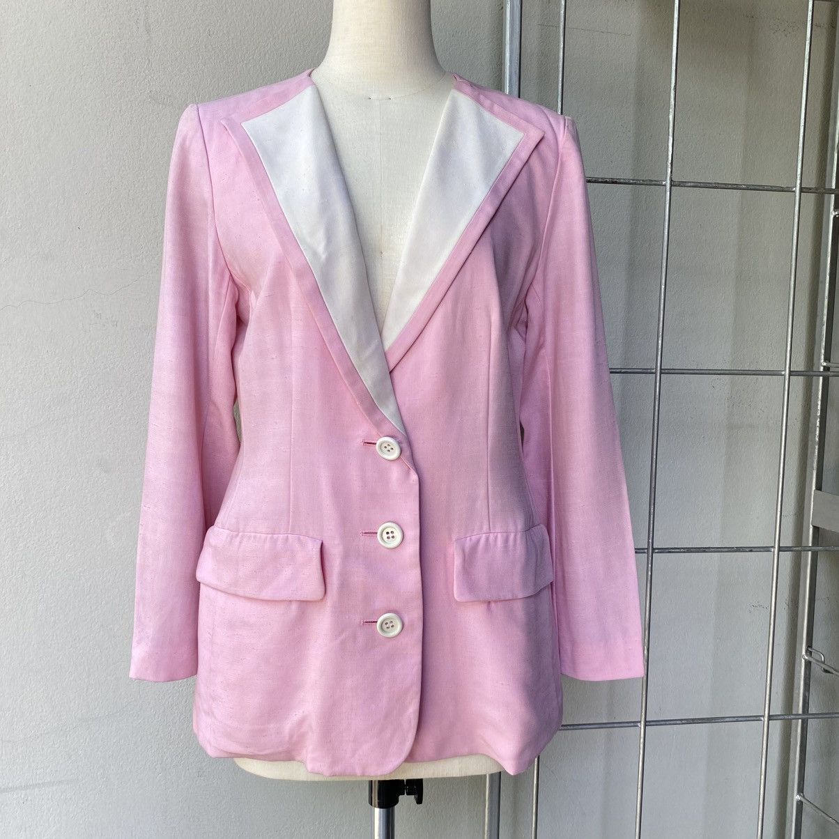 Yves Saint Laurent YVES Saint Laurent Sweet Pink Silk Blazer with White Collar Size M / US 6-8 / IT 42-44 - 1 Thumbnail