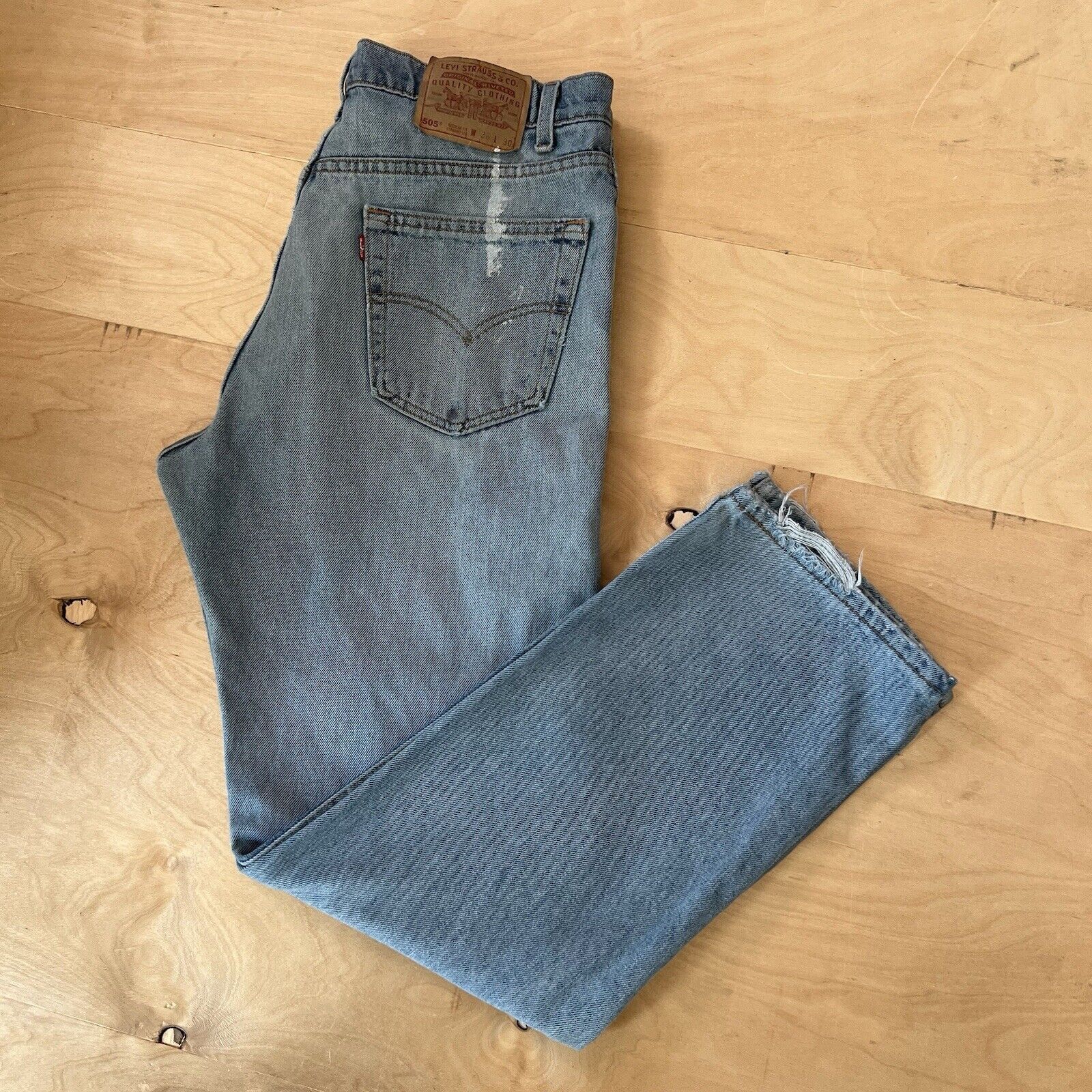 Levi's × Vintage Vintage Levis 505 Jeans Blue 90s Light Wash Denim Straight Size US 35 - 10 Thumbnail