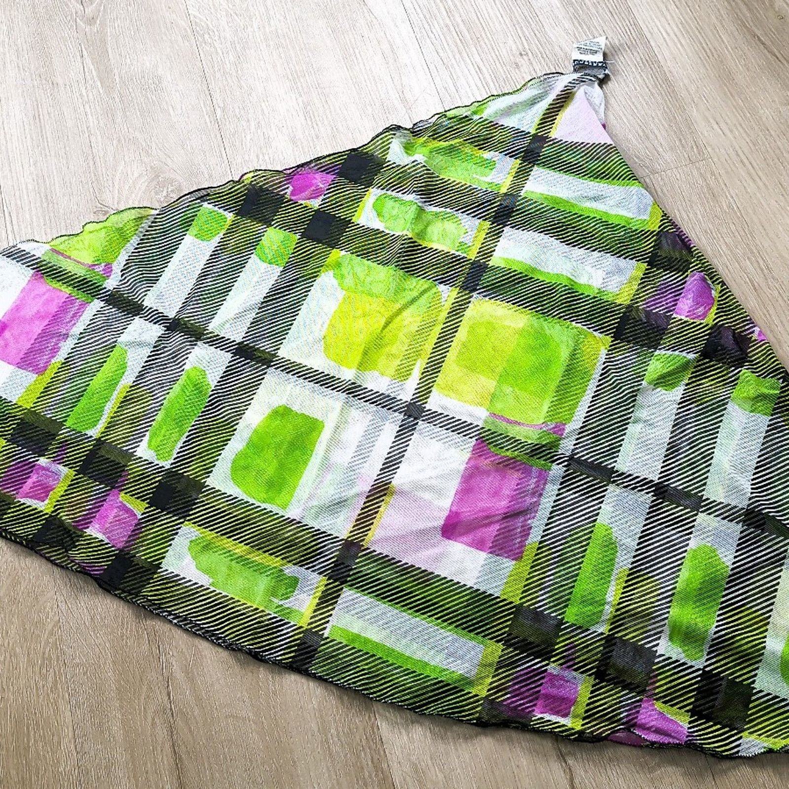 Burberry Burberry Green/Purple Artistic Design Handkerchief Scarf Size ONE SIZE - 1 Thumbnail