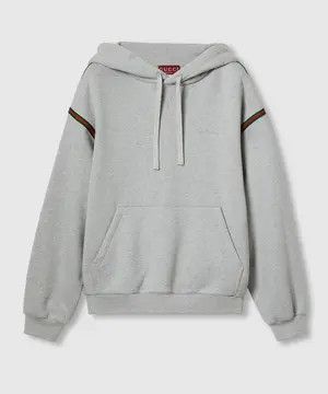 Gucci o1loc1c1125 768444 Cotton Jersey Hooded Sweatshirt With Web Size US XS / EU 42 / 0 - 1 Thumbnail