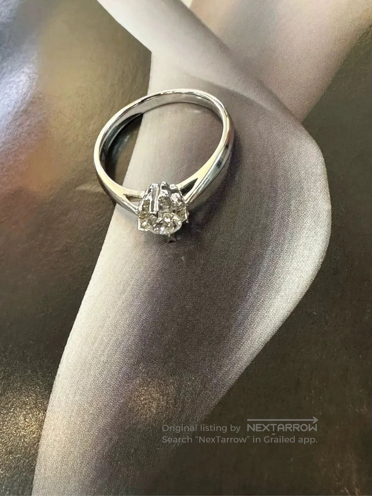 Japanese Brand Platinum Diamond Ring with Main & Side Stones. Size ONE SIZE - 2 Thumbnail