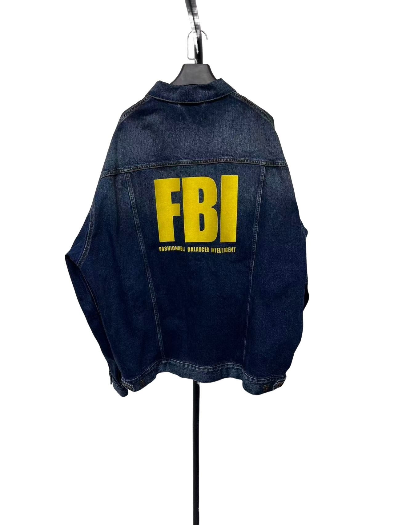 Balenciaga Balenciaga FBI Logo Denim Jacket Size 2 Size US M / EU 48-50 / 2 - 1 Thumbnail