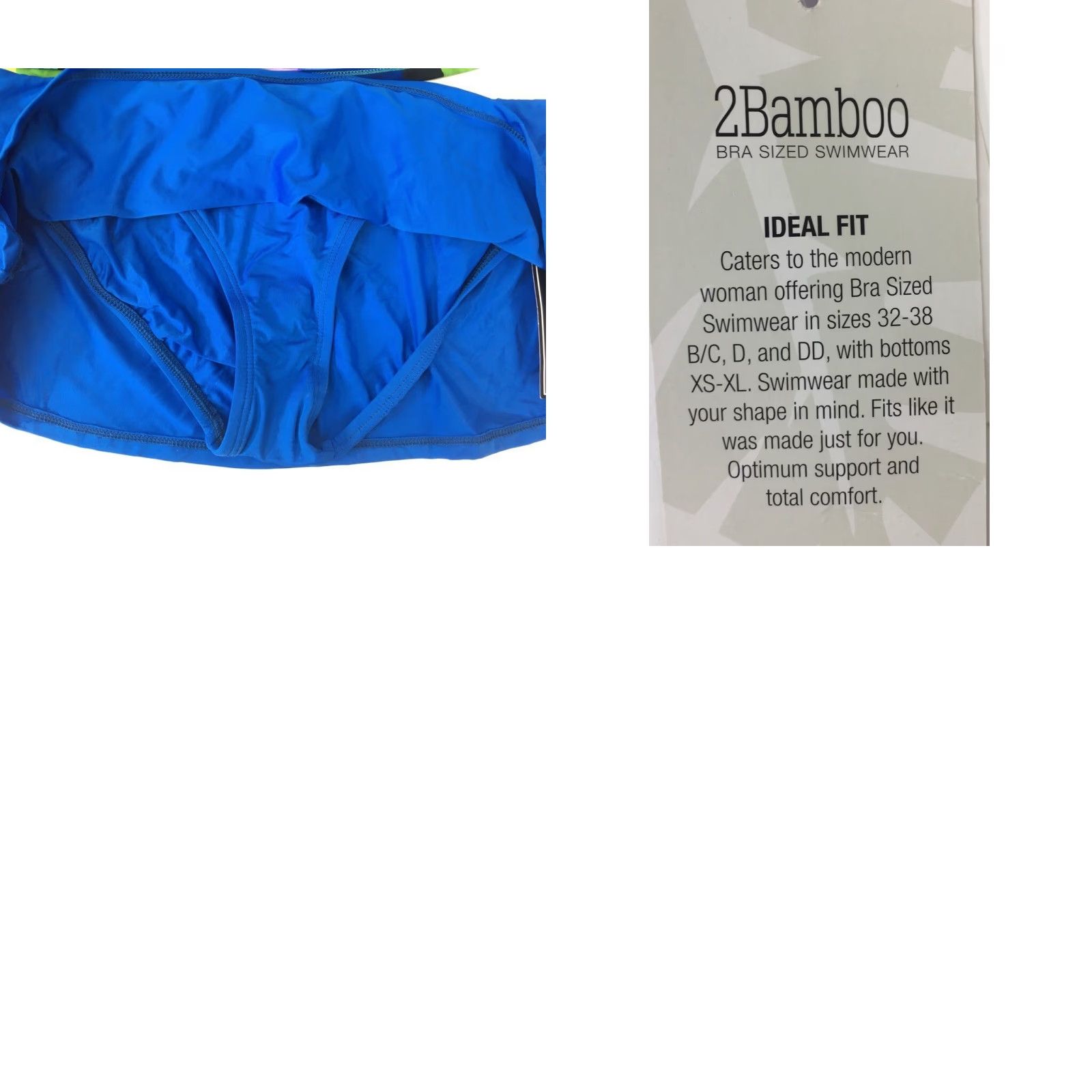 Vintage 2 Bamboo Tankini Swimsuit Women S Blue Geometric Lined Skirt Two-Piece Beach Pool Womens Size ONE SIZE - 8 Thumbnail