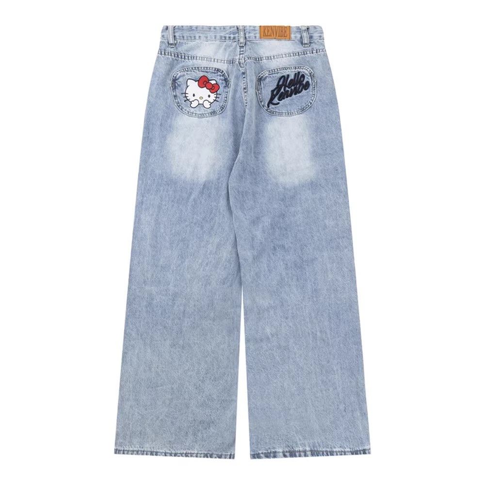 Japanese Brand × Jean Men's hiphop pocket embroidery washed straight jeans y2k y2k Size US 32 / EU 48 - 1 Thumbnail
