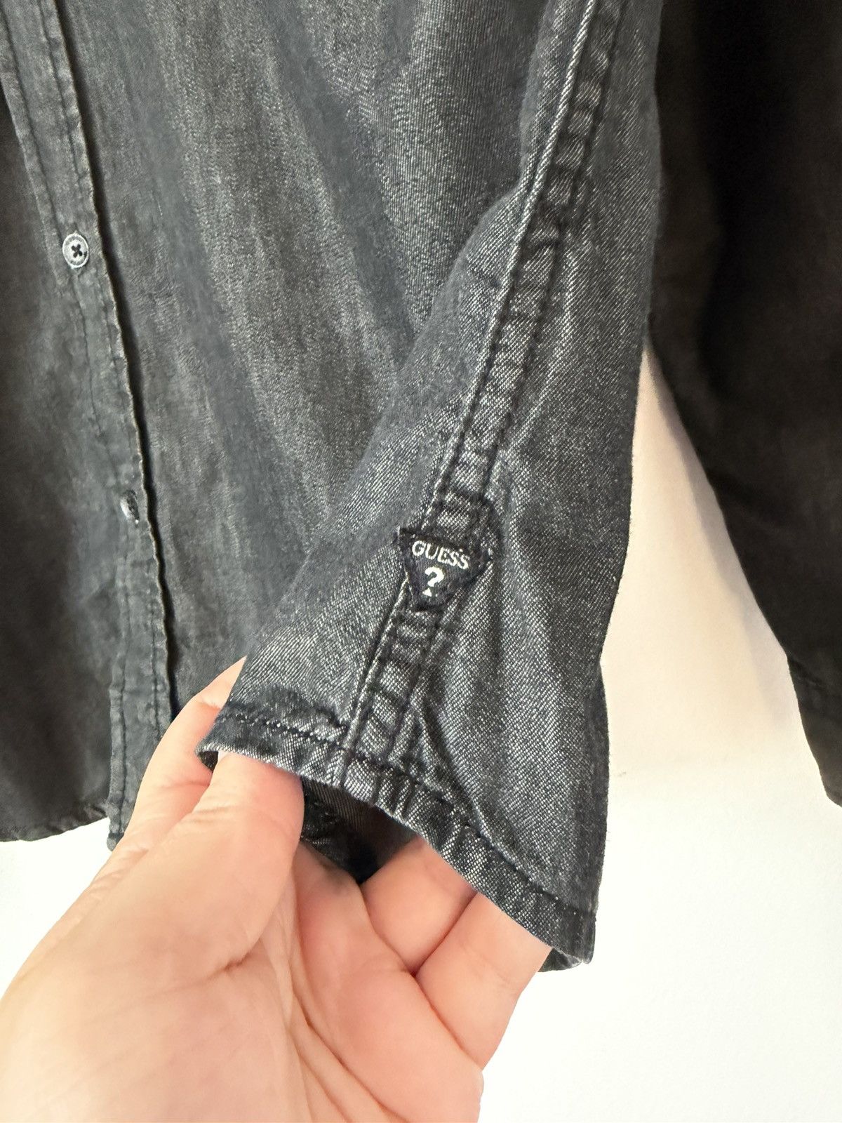 Guess Guess Black Washed Denim Button Up Shirt Men’s Medium Slim Size US M / EU 48-50 / 2 - 5 Thumbnail