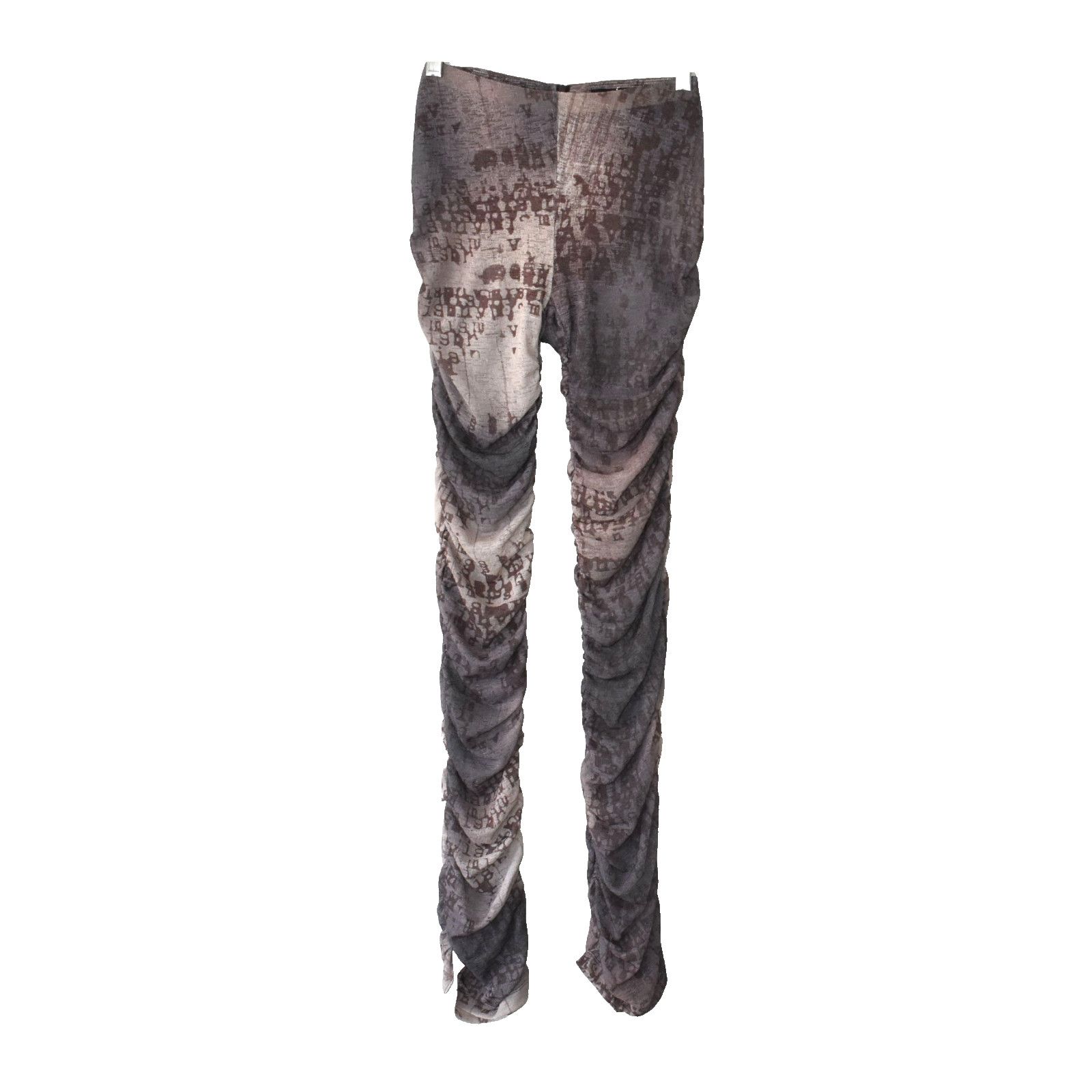 Misbhv MISBHV Typewriter Print Straight Ruched Leg Legging Pants S Size 26" / US 2 / IT 38 - 2 Thumbnail