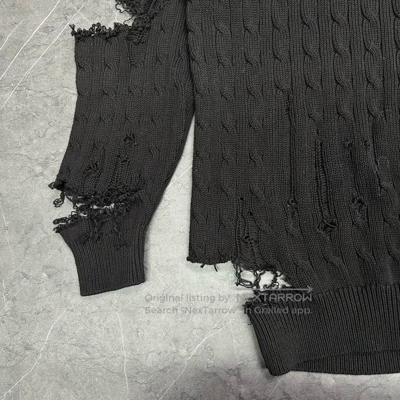 Balenciaga Balenciaga Wheat Embroidered Big Ripped Hole Knit Sweater Size US L / EU 52-54 / 3 - 2 Thumbnail