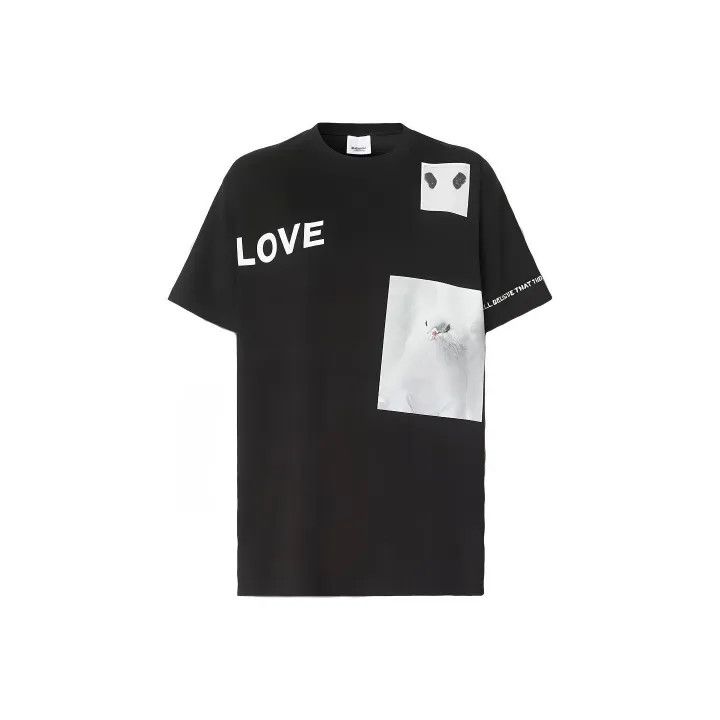 Burberry Burberry Black Graphic Cotton Oversized T-Shirt 0079 Size XS / US 0-2 / IT 36-38 - 1 Thumbnail