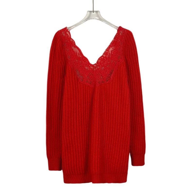 Other Balenciaga size 34 Red lace V-neck wool long-sleeve knit s Size XXS / US 00 / IT 34 - 1 Thumbnail