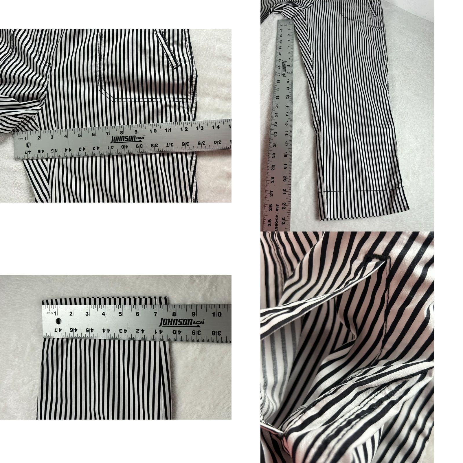 Vintage Chico's Black White Striped Stretch Waist Straight Crop Pants Size 1.5 US 10 New Size 32" / US 10 / IT 46 - 8 Thumbnail