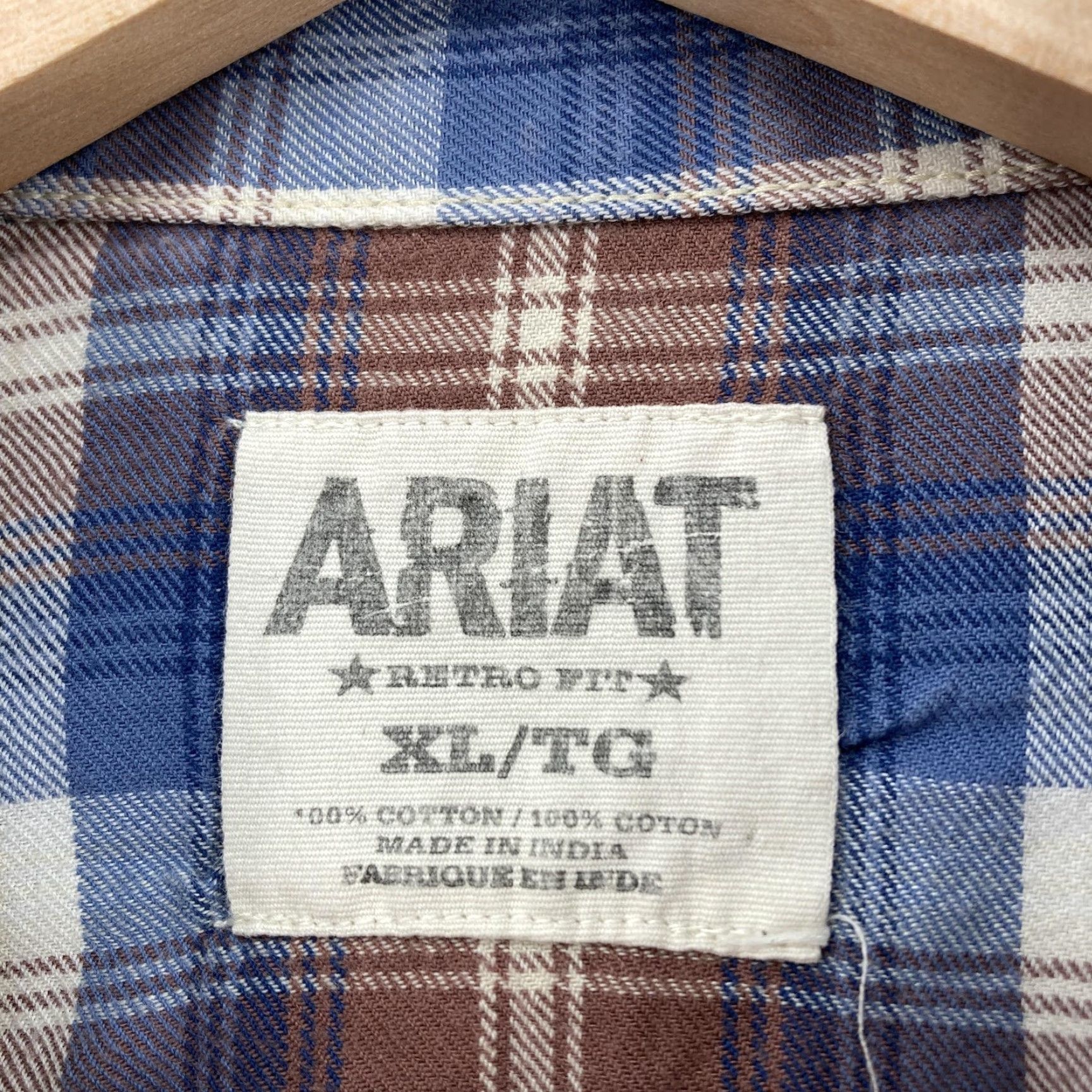 Ariat Ariat Retro Fit Shirt Mens XL Blue Brown Plaid Western Pearl Snap Cowboy Rodeo Size US XL / EU 56 / 4 - 4 Thumbnail