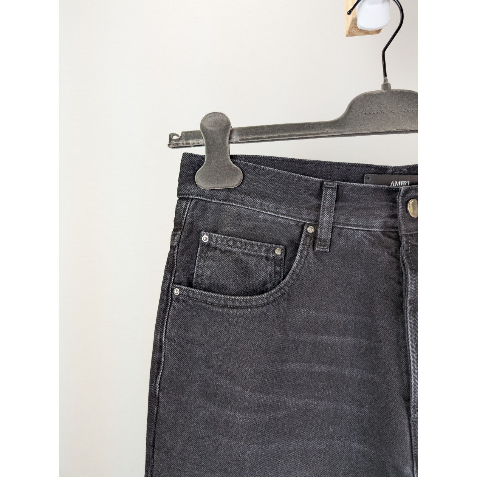 Amiri o1rshd1 Straight Leg Flare Jean Denim in Vintage Black Size US 33 - 6 Thumbnail