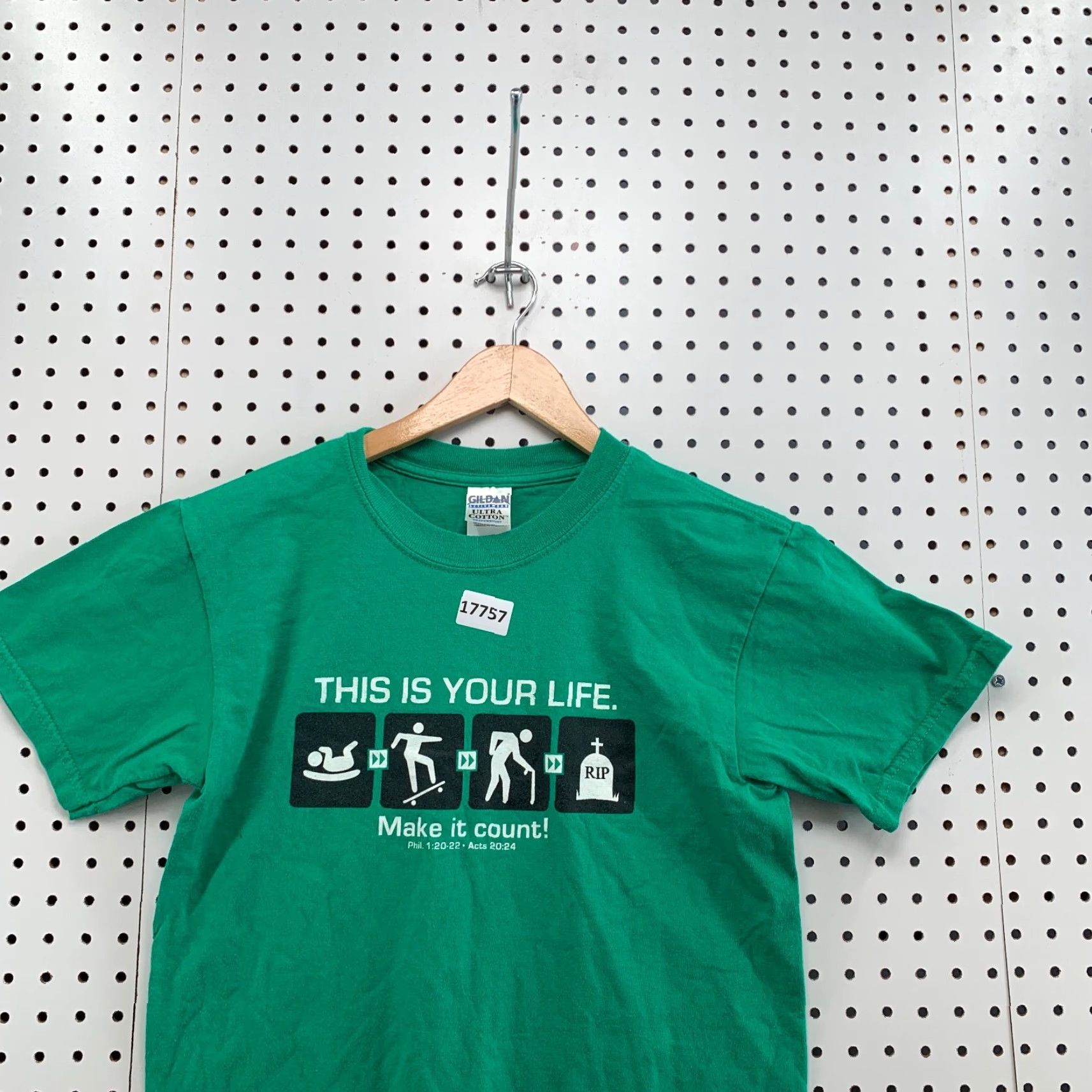 Gildan Vintage This IS Your Life Make It Count Shirt Green Adult Small Short Sleeve Crew Neck Unisex T-Shirt, 100% Cotton, Gildan, Funny Pattern, 90s Theme Size US S / EU 44-46 / 1 - 2 Thumbnail