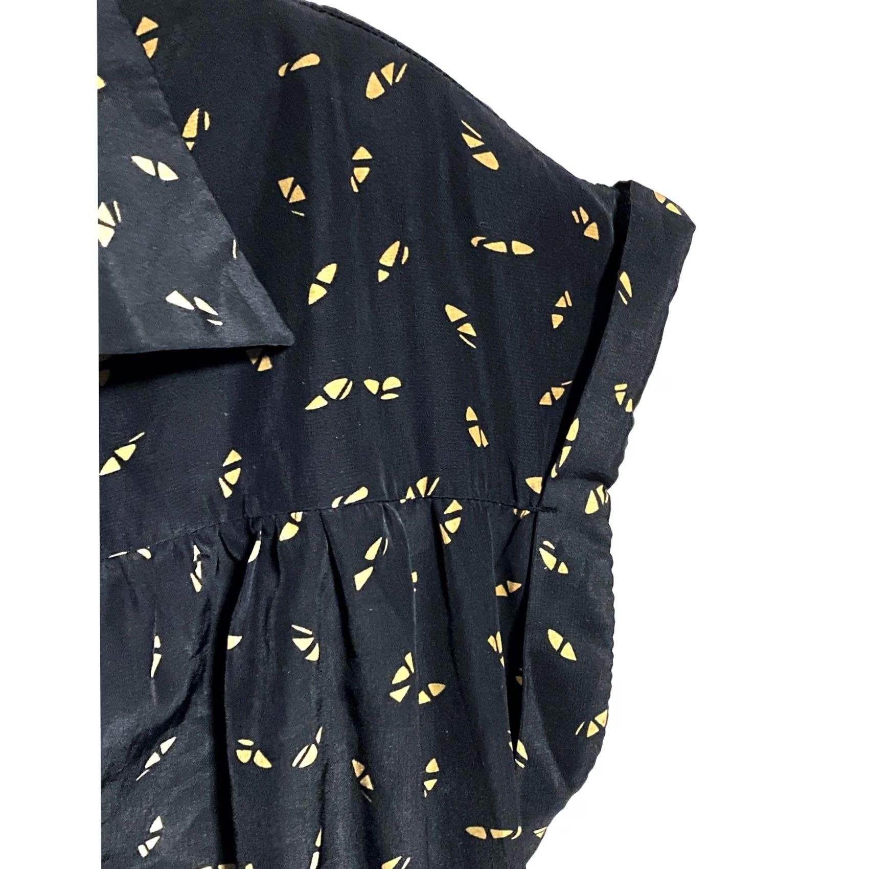 Vintage Papaya Dress Geometric Housewife S Mini Short Black Collared Button Polyester Geometric Pinup Retro 1950s Whimsigoth Womens Girls/Adult? Size S / US 4 / IT 40 - 6 Thumbnail
