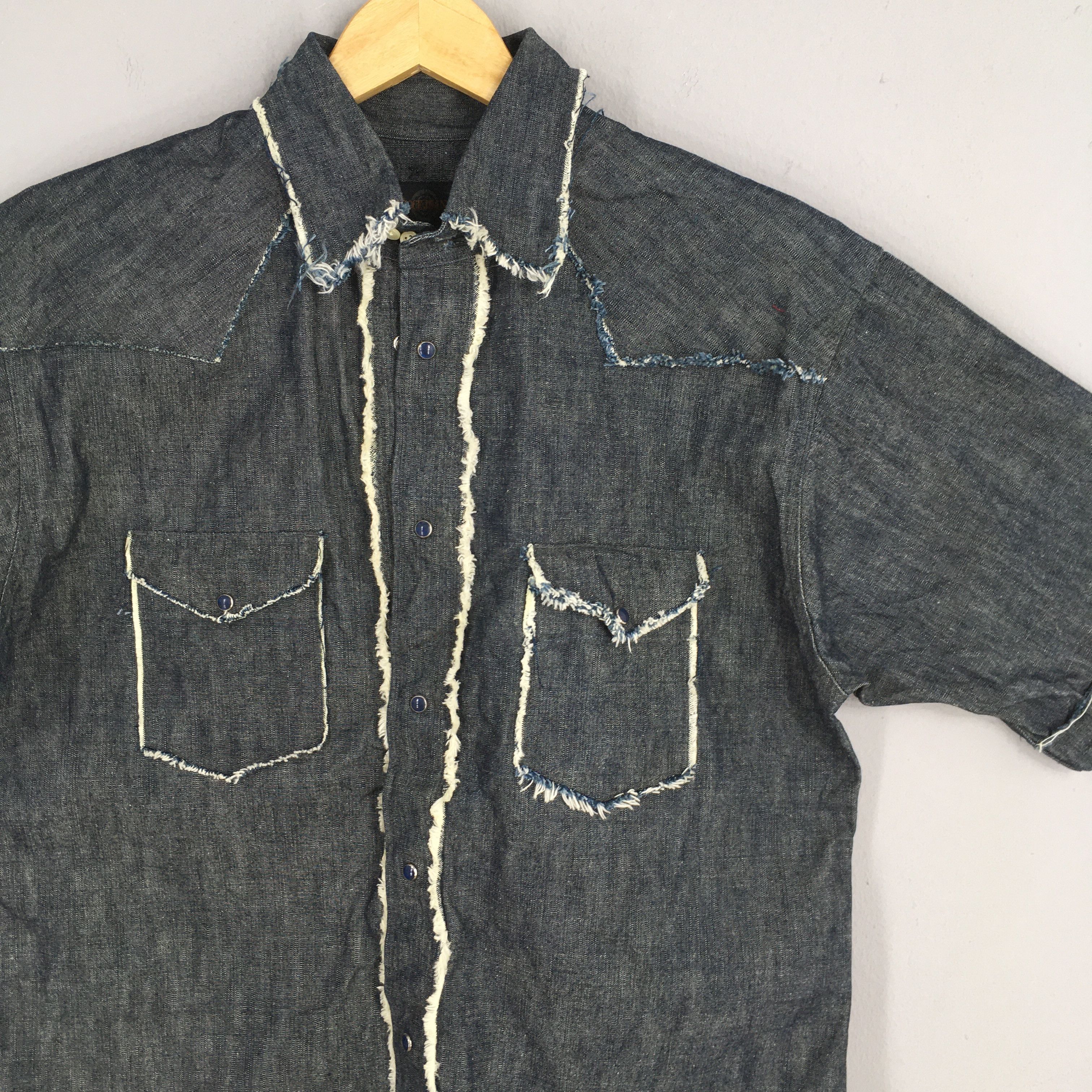If Six Was Nine × Yoshiyuki Konishi Vintage 90s Ficce Jeans Denim Shirt Medium Size US M / EU 48-50 / 2 - 2 Thumbnail