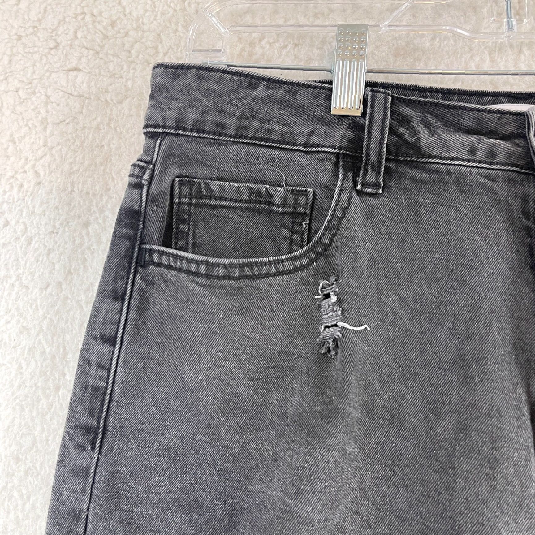 Vintage Carly Jean Black Denim Josie Distressed Straight Jeans Womens High-Rise Size 15-32 waist Size 36" / US 14 / IT 50 - 5 Thumbnail