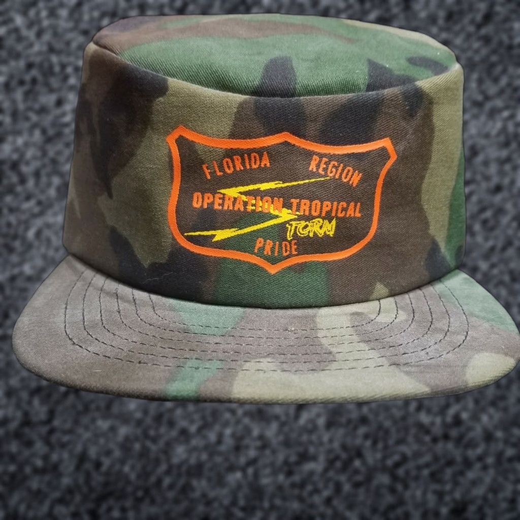 VINTAGE USA Camo Operation Tropical Storm FL Hat Snapback Baseball Cap Men's Adjustable Green Denim 2000s?