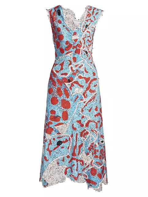 o1loc1c0824 718893 Printed Silk Patchwork Dress Multicolor