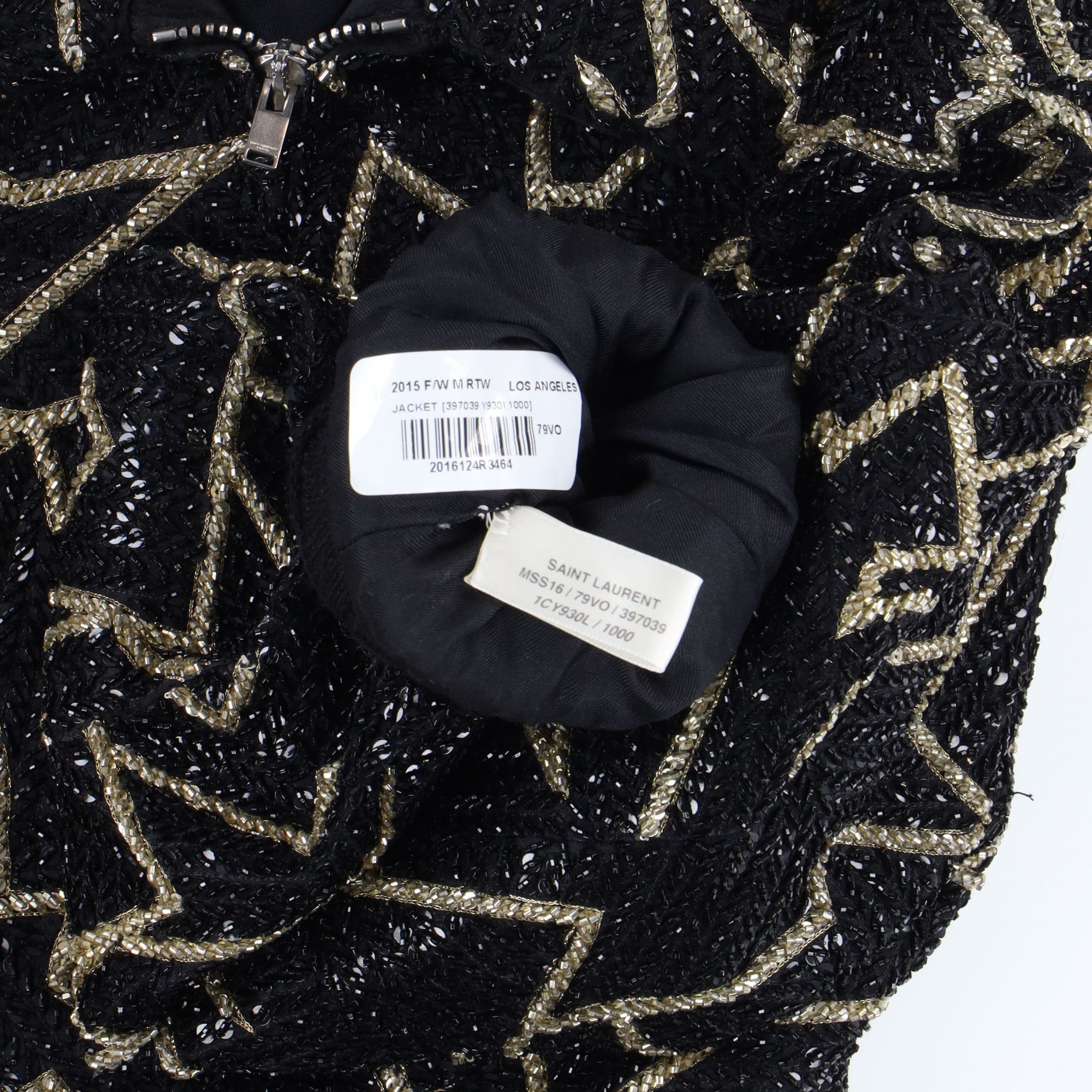 Saint Laurent Paris 1 of 1 Black and Gold Beaded Pattern Teddy Jacket Size US S / EU 44-46 / 1 - 3 Thumbnail