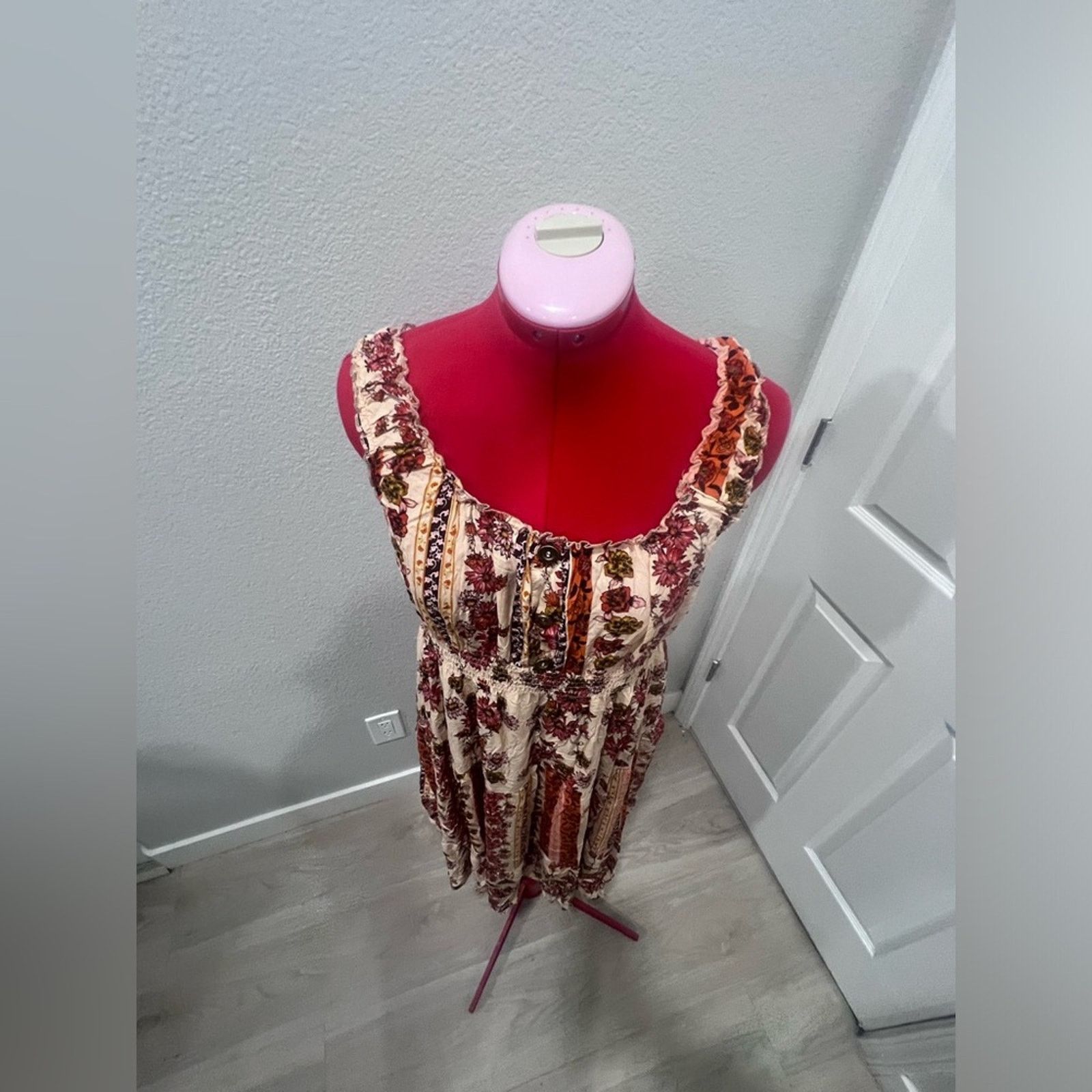 Anthropologie LAPIS Anthropology Floral Orange Cream Summer Sun Boho Size L / US 10 / IT 46 - 10 Thumbnail