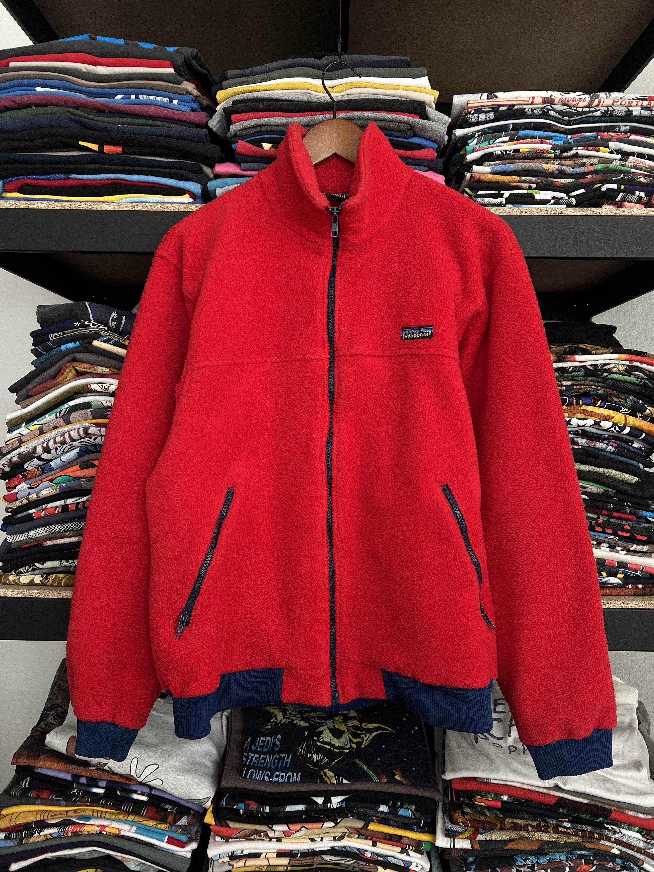 Vintage 80s Patagonia Red Zip Fleece Light Jacket