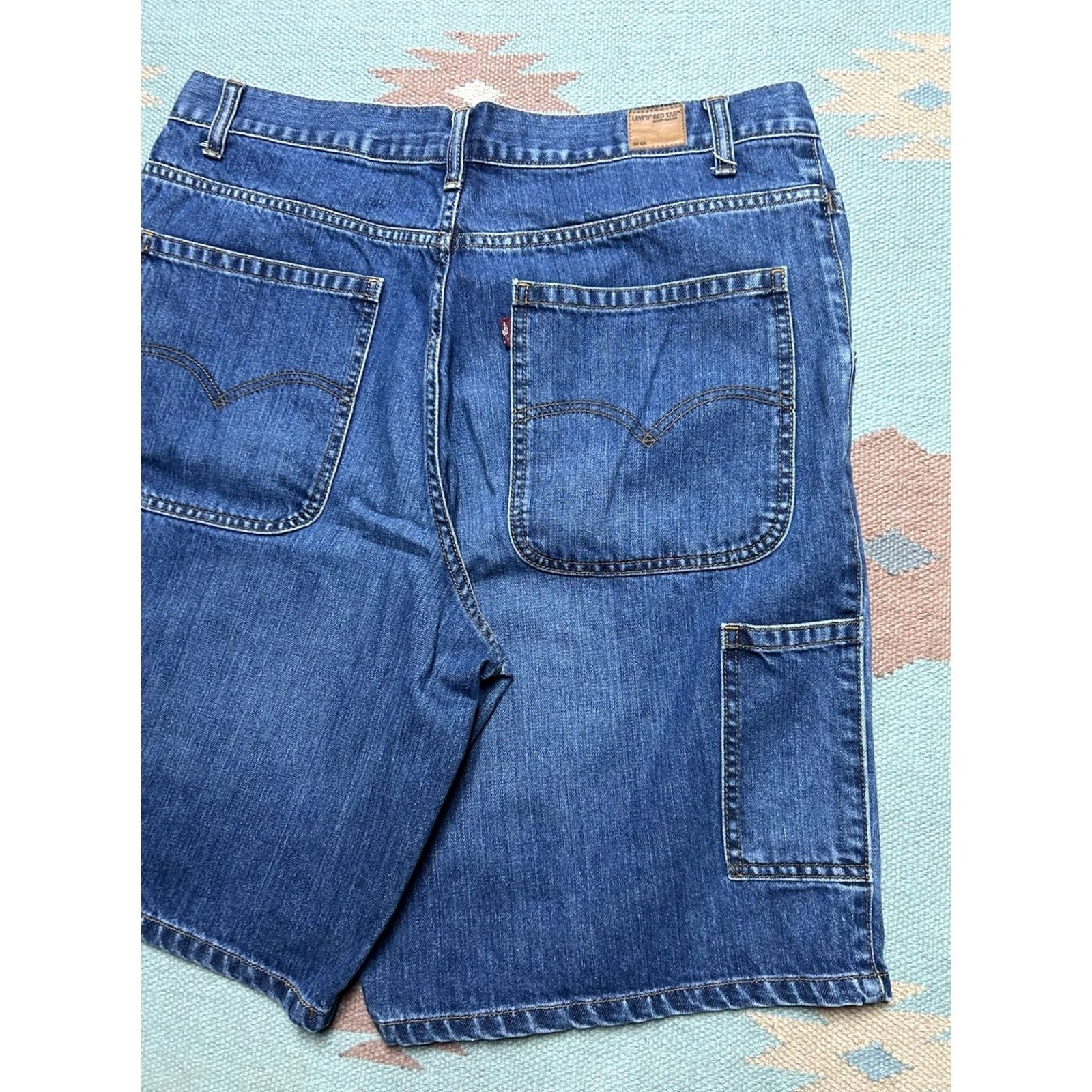 Levi's VINTAGE Levi’s Carpenter Jorts Denim Shorts Red Tab Baggy Wide Leg 34 Men's Denim Shorts 34 Inseam 10” 22” Outseam 22” 12” Leg Opening 12” Size US 34 / EU 50 - 2 Thumbnail