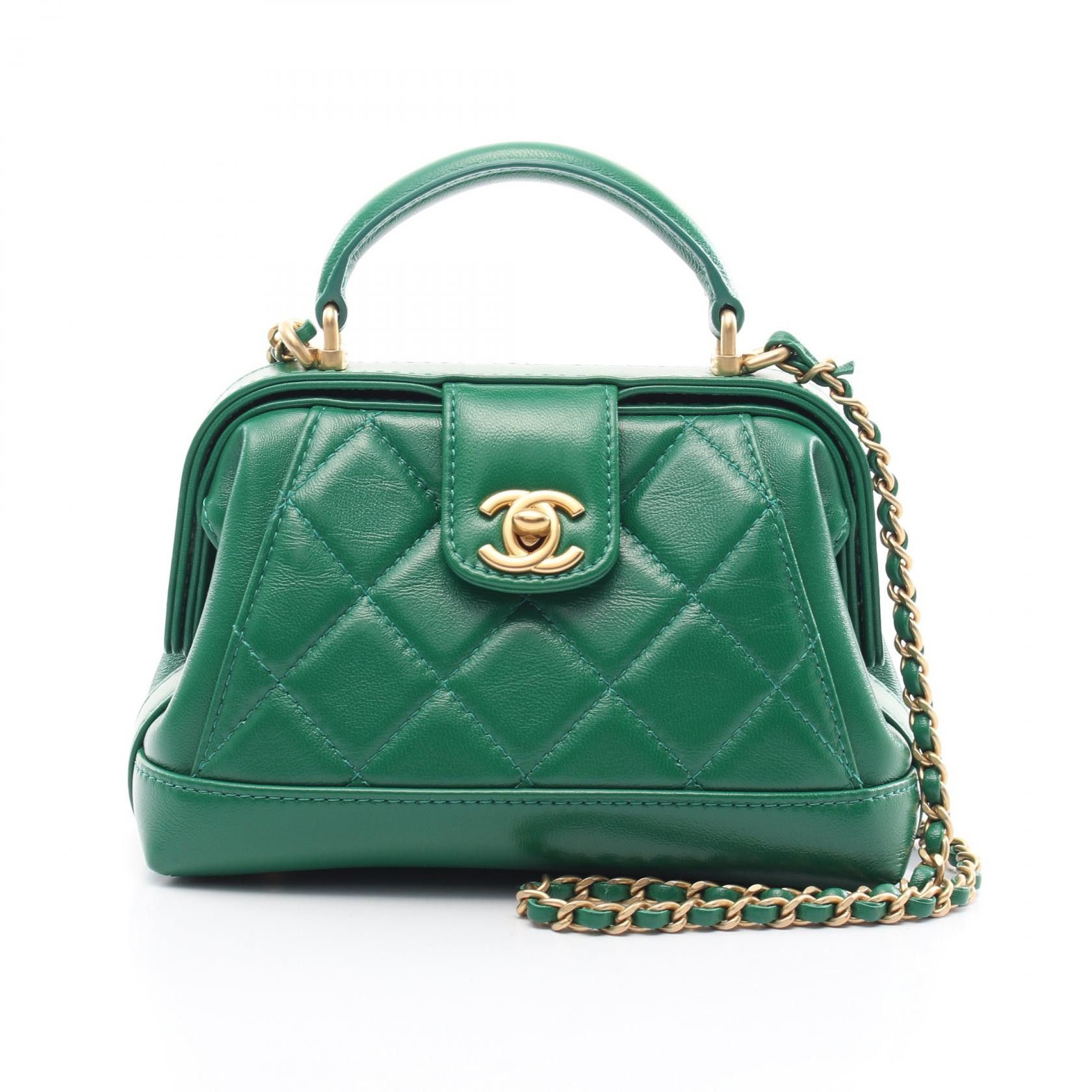 Chanel Chanel Matelasse Small Top Handle Leather 2Way Shoulder Bag Leather Shoulder Bag As4959 in Green, Women's