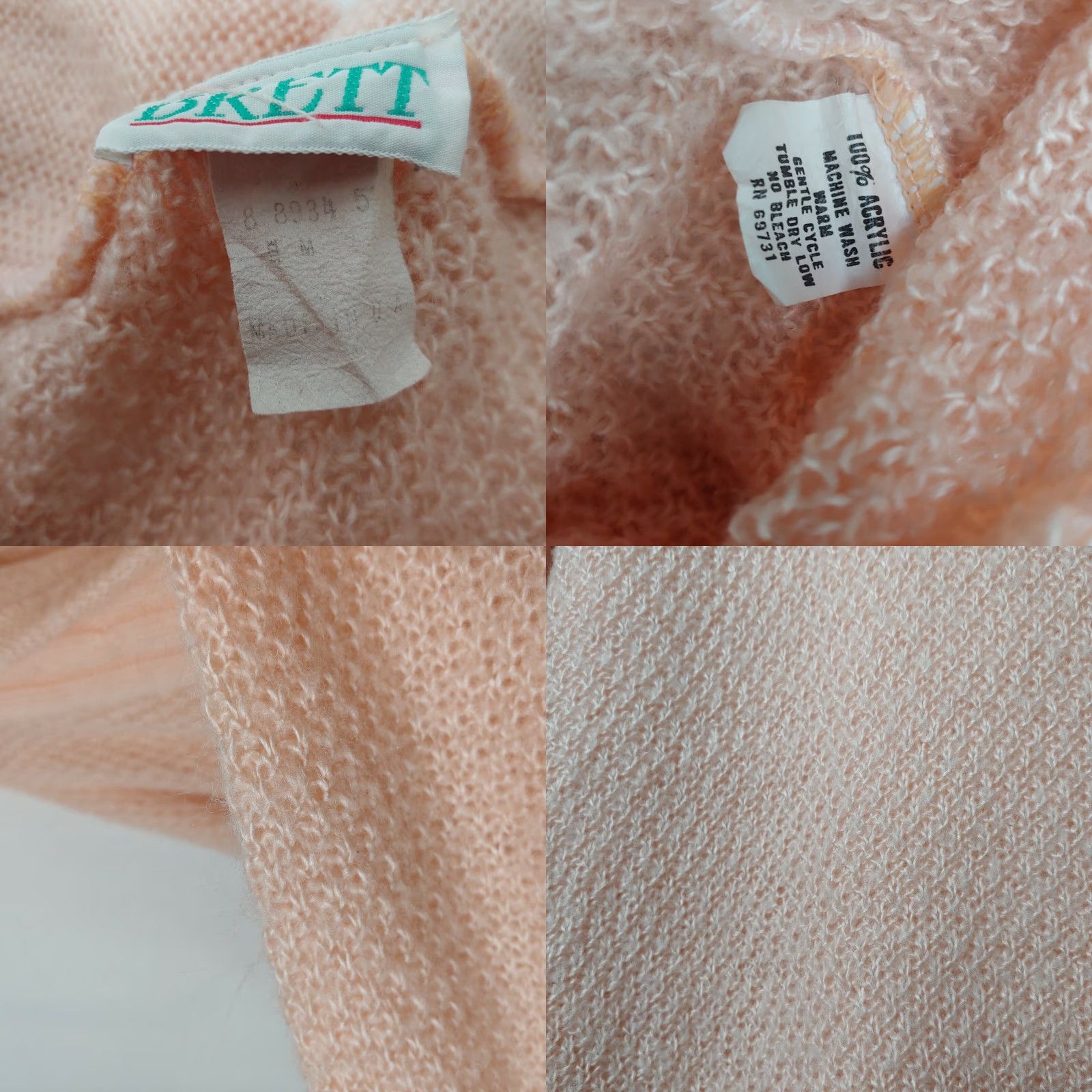 Vintage VINTAGE Sue Brett Sweater Medium Peach Pullover Shawl Collar 1980s Womens Size M / US 6-8 / IT 42-44 - 8 Thumbnail