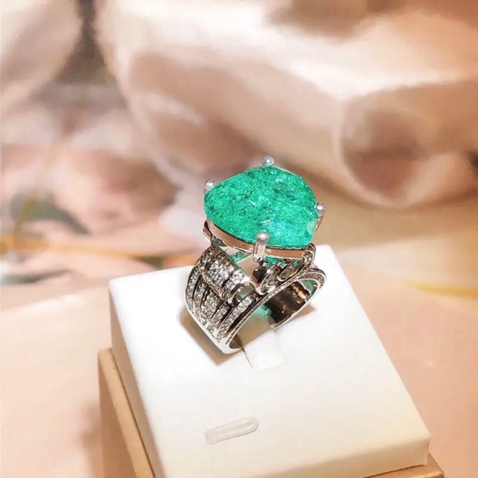 Jewelry Ladies elegant large paraiba tourmaline emerald 925 6 NIB Size ONE SIZE - 3 Thumbnail