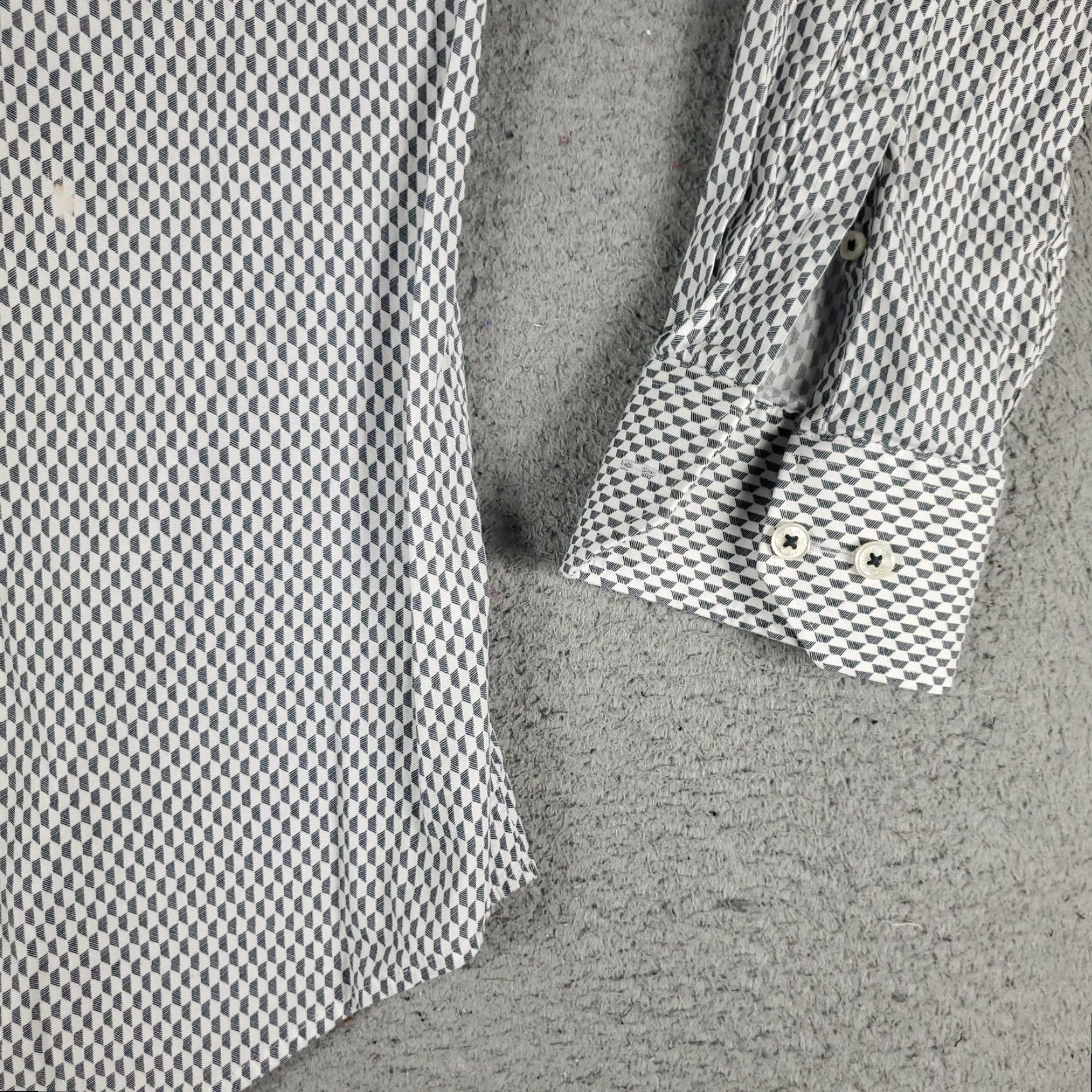BUGATCHI VINTAGE Bugatchi Uomo Dress Shirt Mens 15.5 Gray Long Sleeve Business Casual Formal Wedding Size 40R - 4 Thumbnail