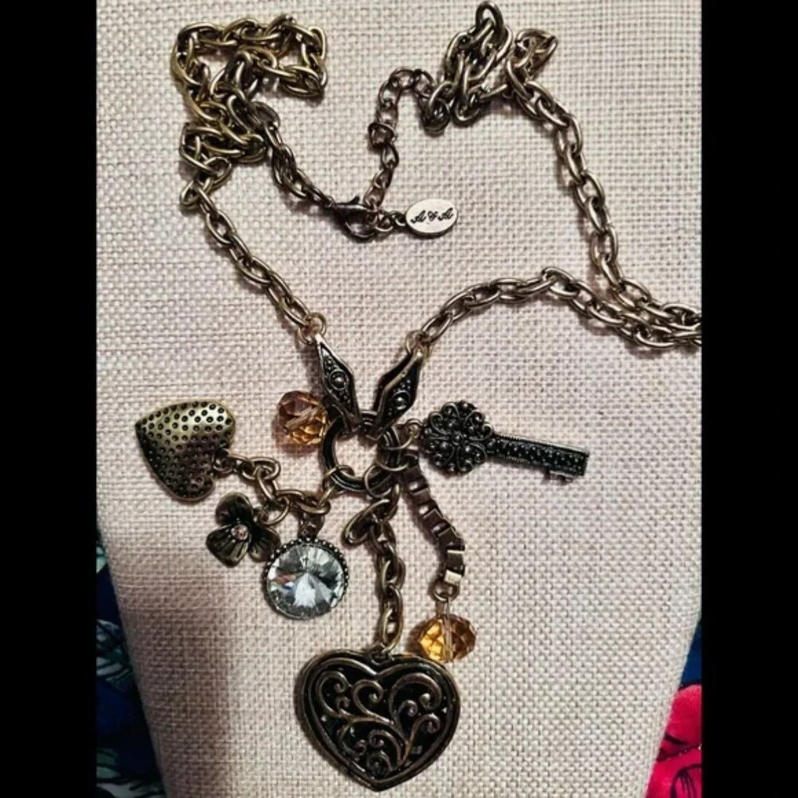 Other A&A Gold Tone Rolo Chain Charm Necklace 7 Charms 30” Size ONE SIZE - 7 Thumbnail
